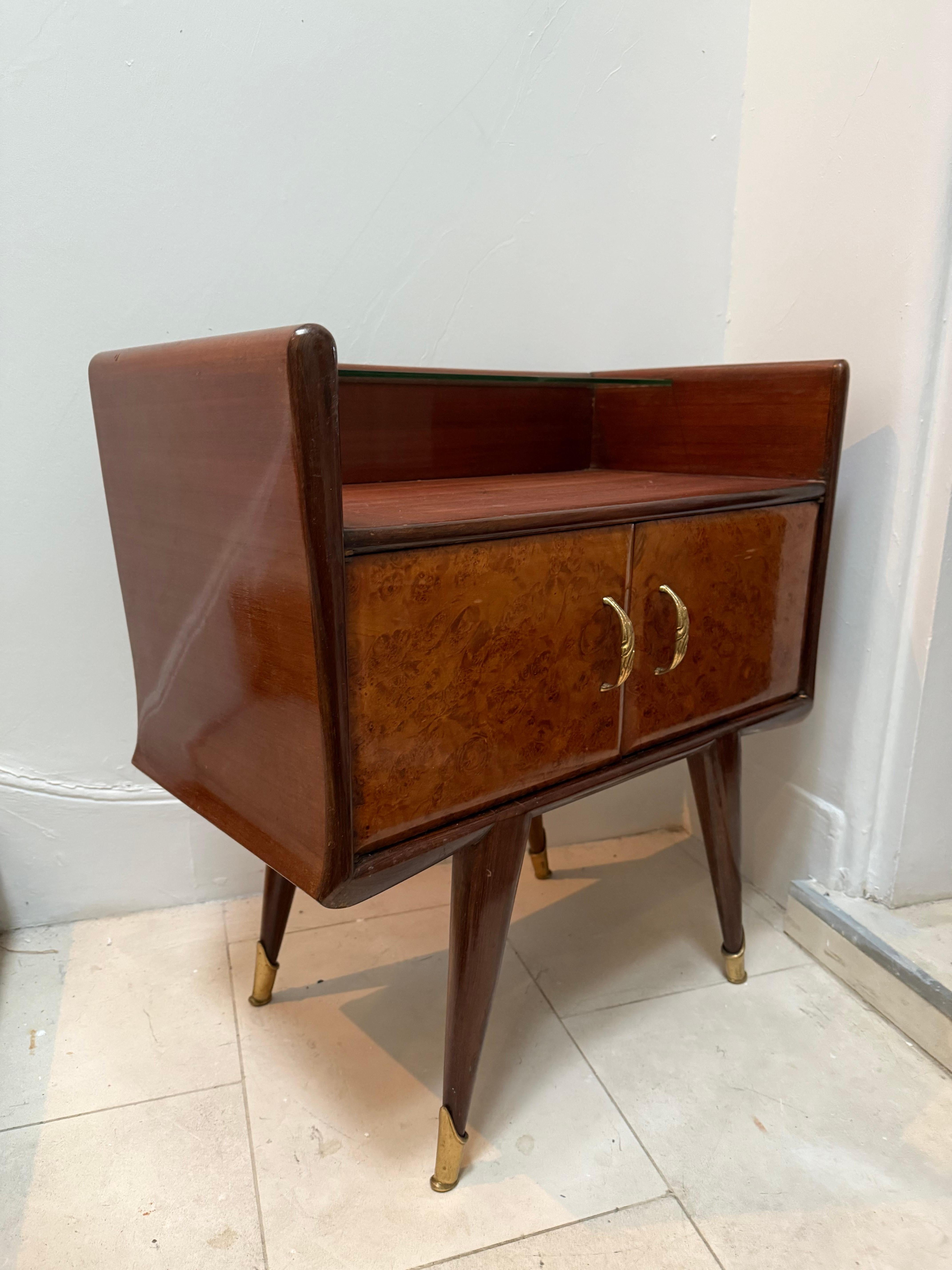 Art Deco Italian c.40's Pair Of Side Tables in Mahogany By Dasriosi For Sale