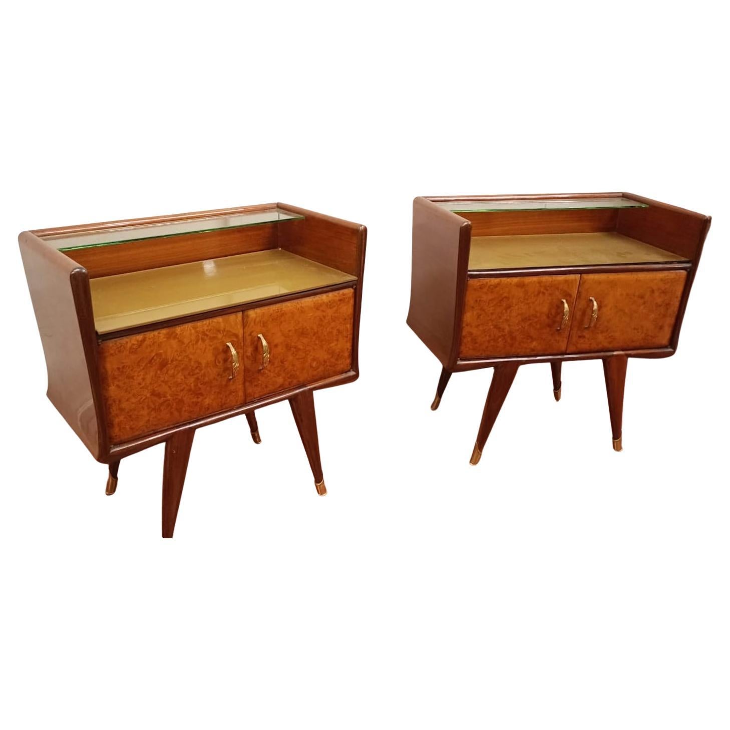 Italian c.40's Pair Of Side Tables in Mahogany By Dasriosi For Sale
