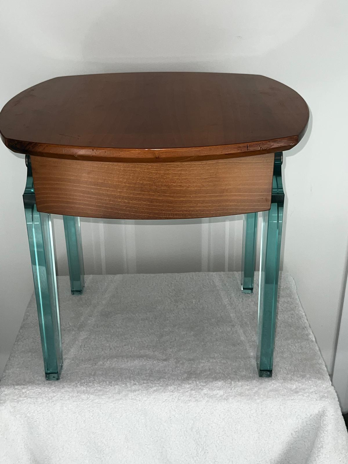 Mid-Century Modern Italian c.60's Side Table With A Glass Legs Attributed To Font Arte For Sale