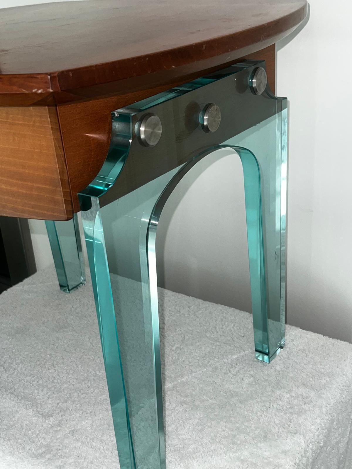 Metalwork Italian c.60's Side Table With A Glass Legs Attributed To Font Arte For Sale