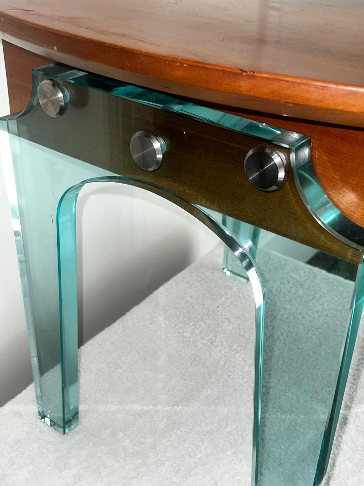 Art Glass Italian c.60's Side Table With A Glass Legs Attributed To Font Arte For Sale