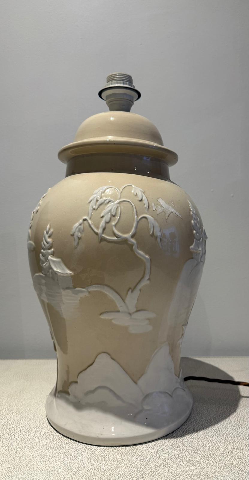 Vernissé Lampe de table italienne A.I.C. en céramique émaillée en vente