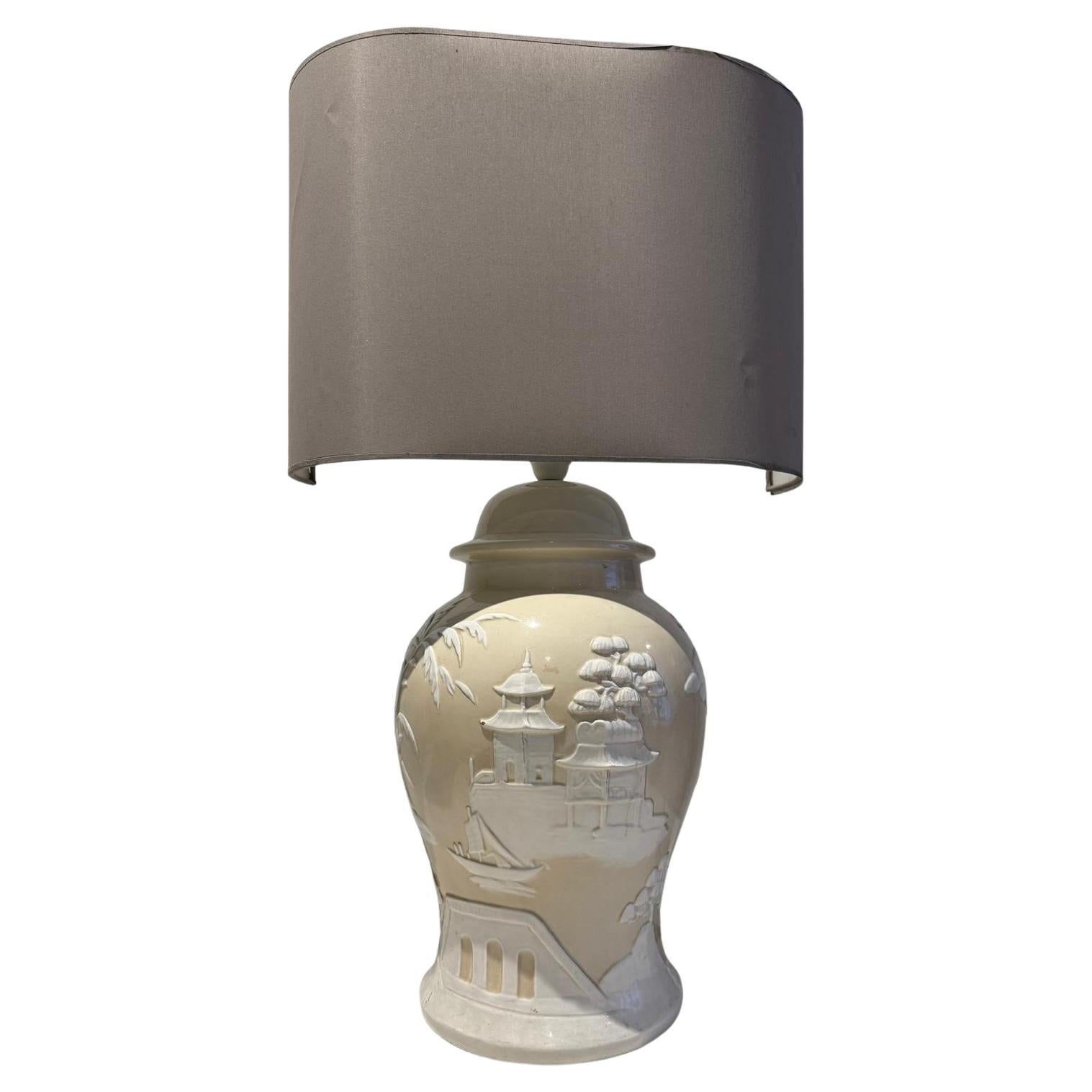 Lampada da tavolo in ceramica smaltata italiana degli anni 70 circa