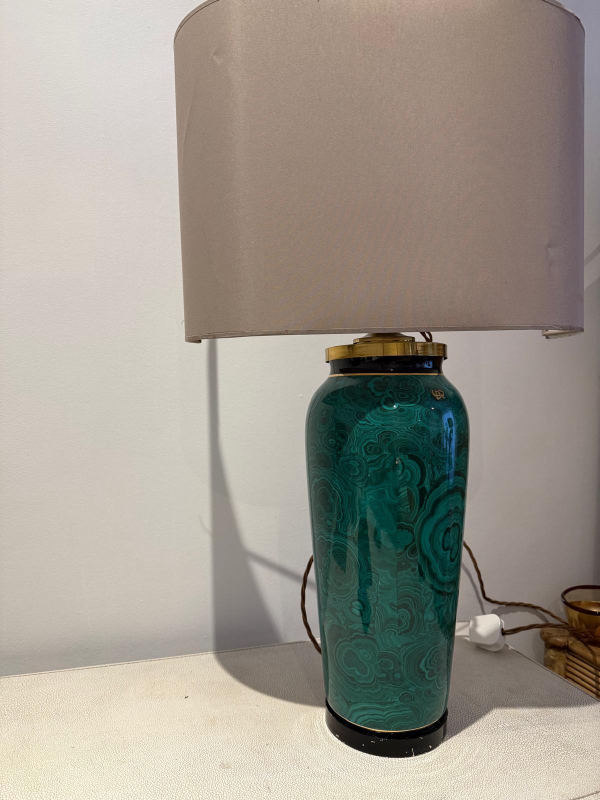 Italienische Tischlampe aus glasierter Keramik aus den 70er Jahren von Tommaso Barbi (Glasiert) im Angebot