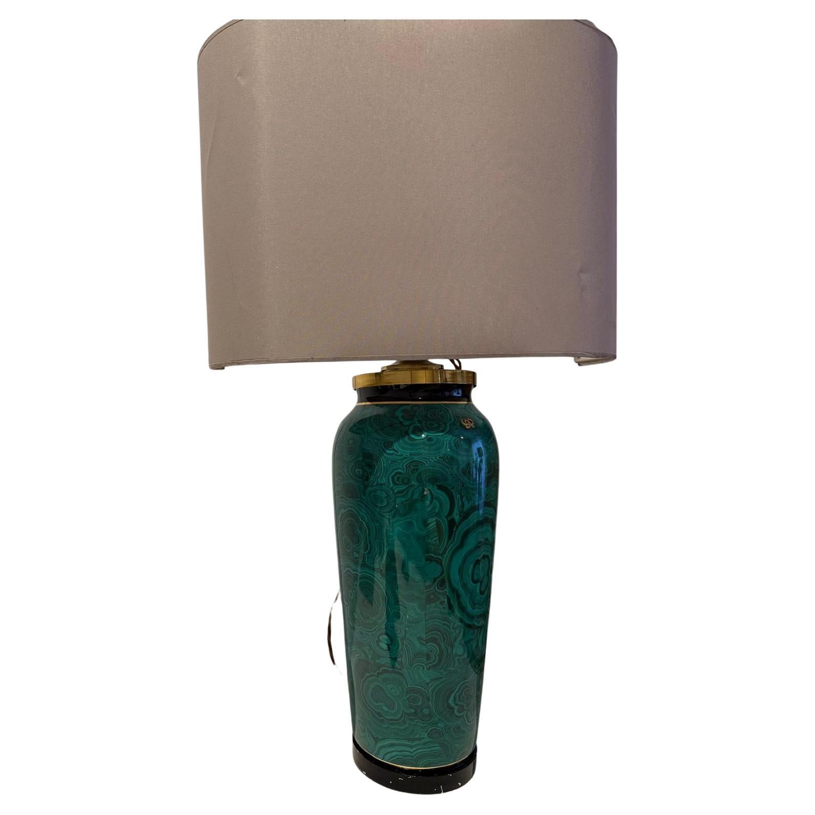 Italienische Tischlampe aus glasierter Keramik aus den 70er Jahren von Tommaso Barbi im Angebot