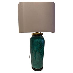 Italienische Tischlampe aus glasierter Keramik aus den 70er Jahren von Tommaso Barbi