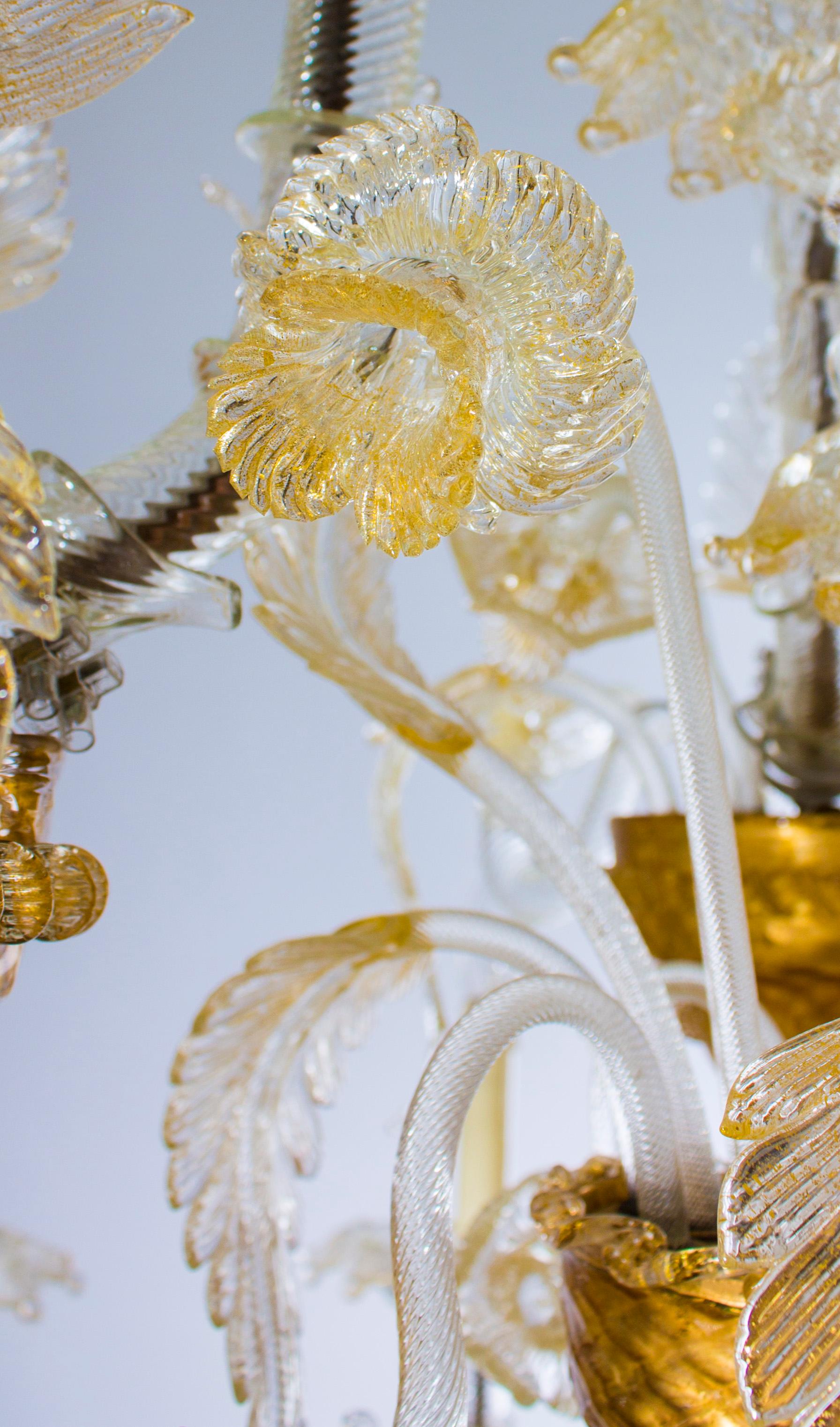 Italian Ca' Rezzonico Chandelier in Blown Murano Glass Gold 1950s 4
