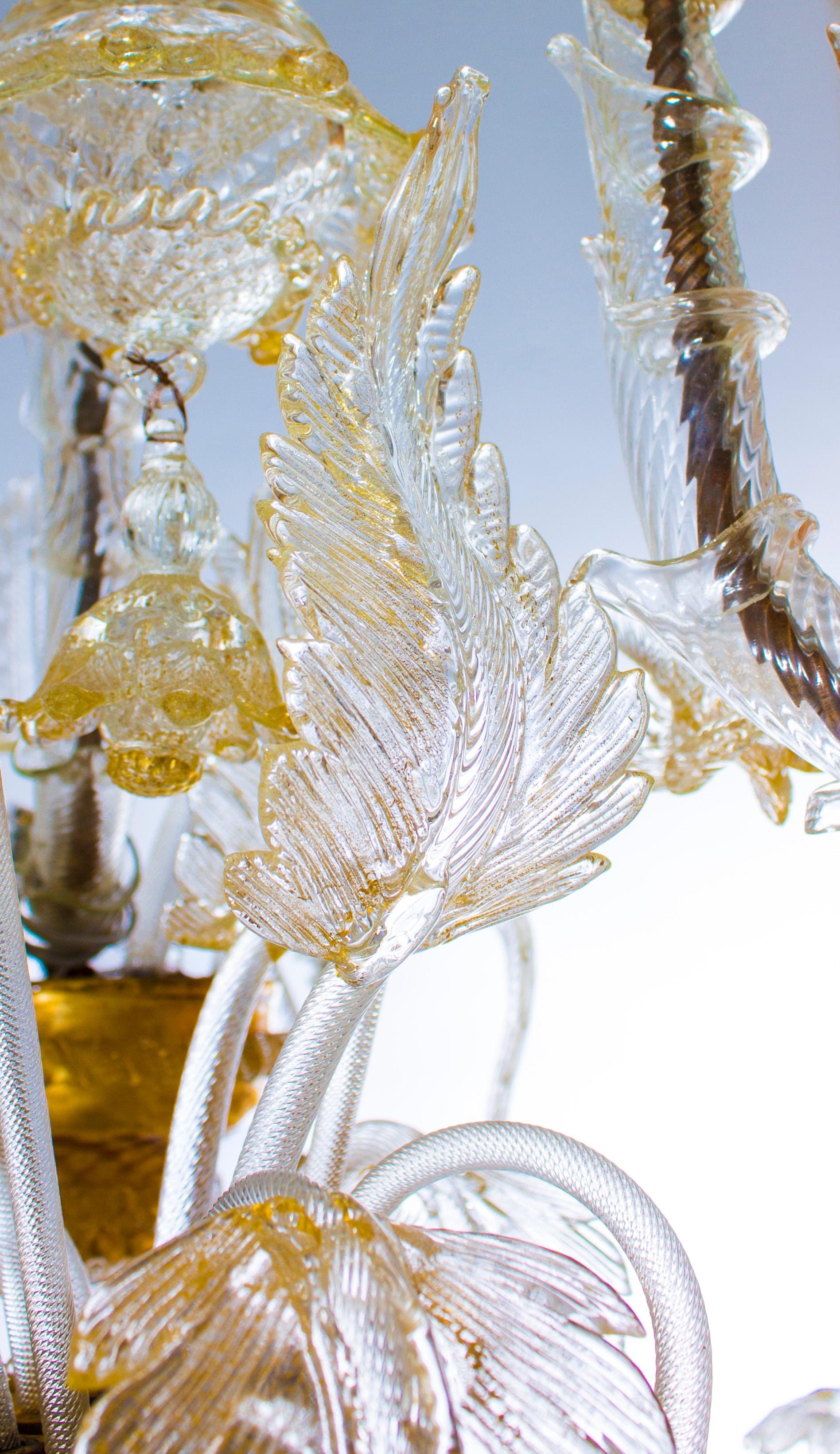 Italian Ca' Rezzonico Chandelier in Blown Murano Glass Gold 1950s 7
