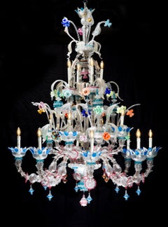 Italian Ca' Rezzonico Murano Glass Chandelier from Venetia by G. Ferro, 1950