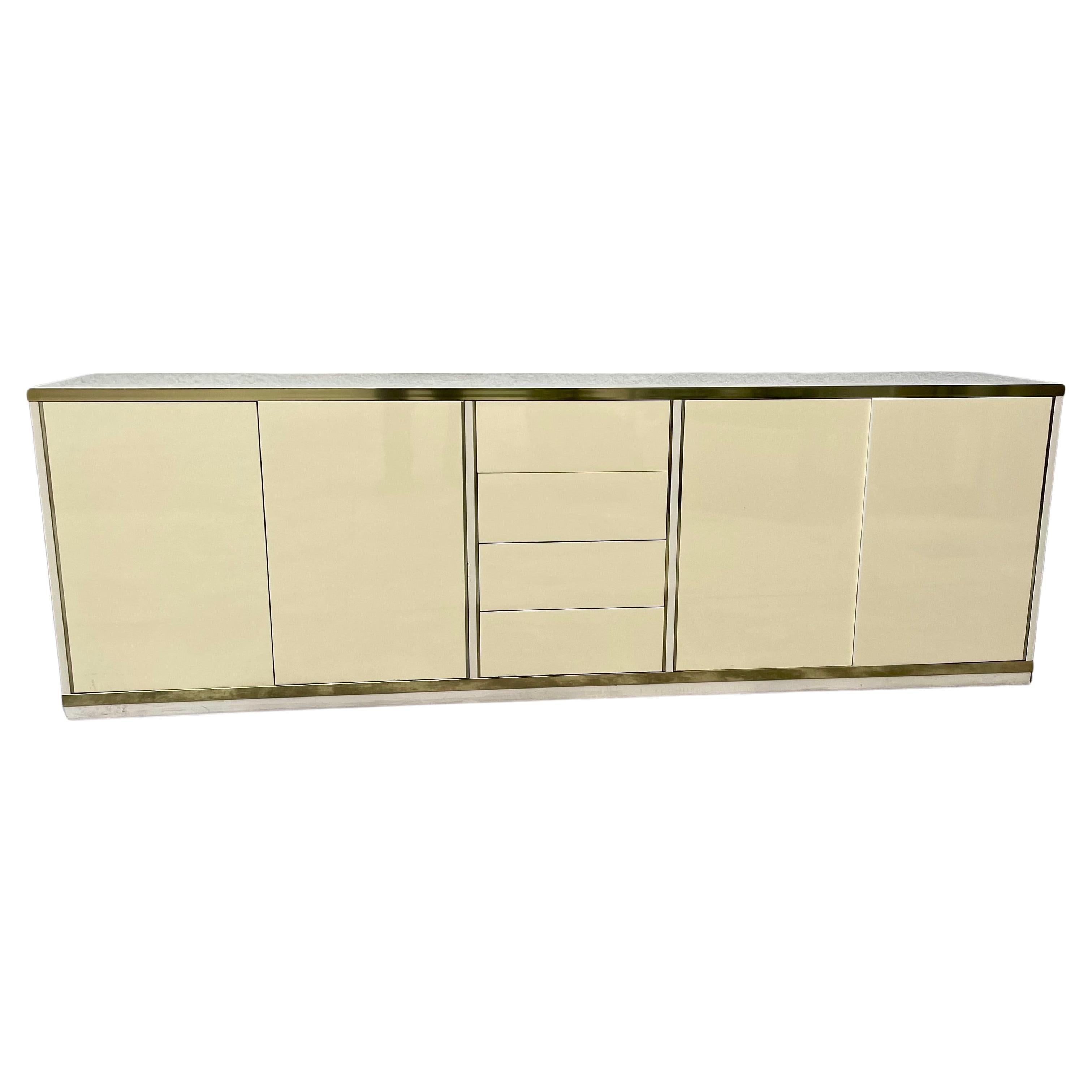 Italian Cabinet in Brass and Laminate by Mario Sabot, 1980s For Sale