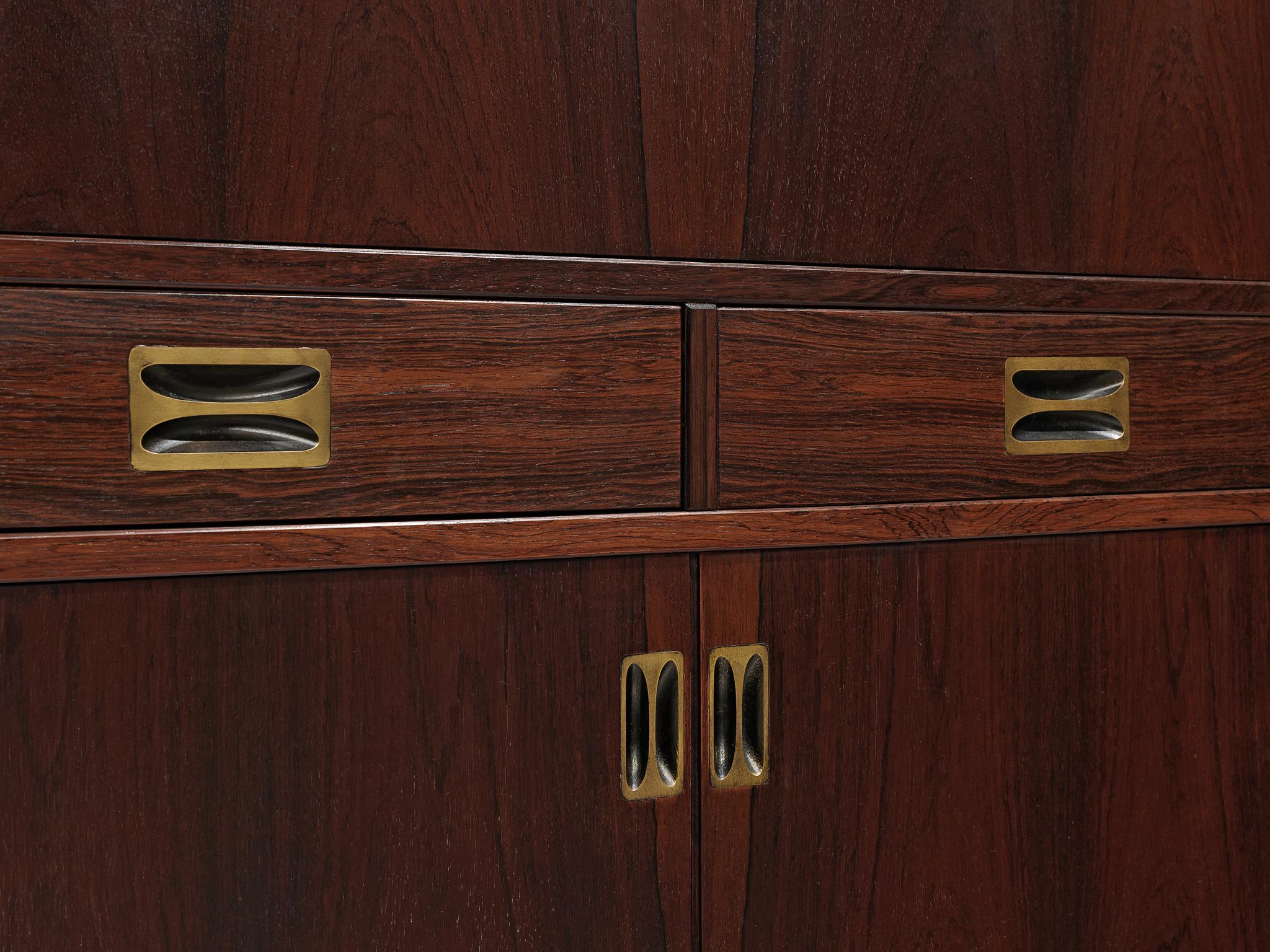 Italian Cabinet in Rosewood and Brass In Good Condition In Waalwijk, NL