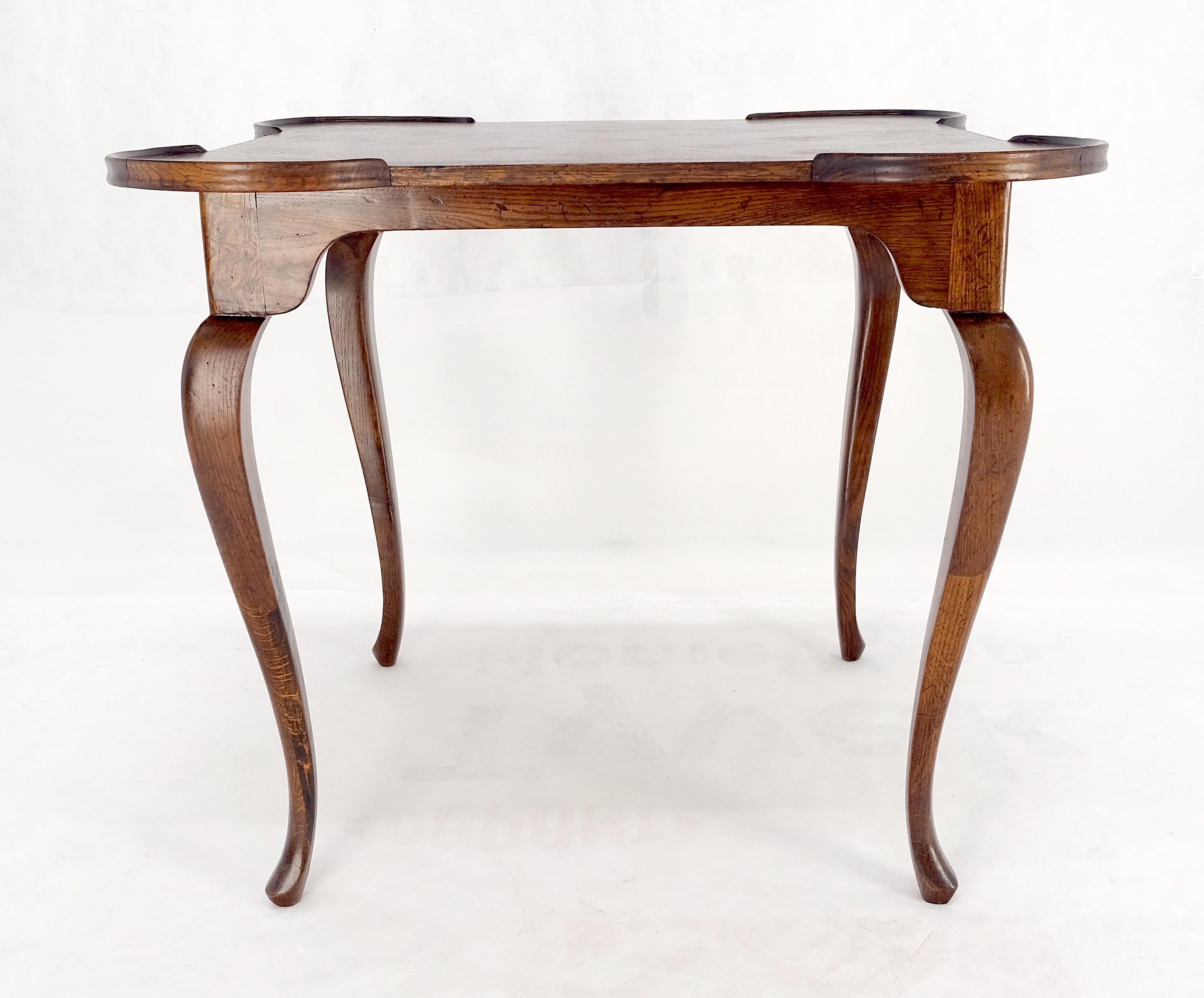 Italian Cabriole Leg Parquetry Top Oak Game Table Made in Italy MINT! For Sale 6