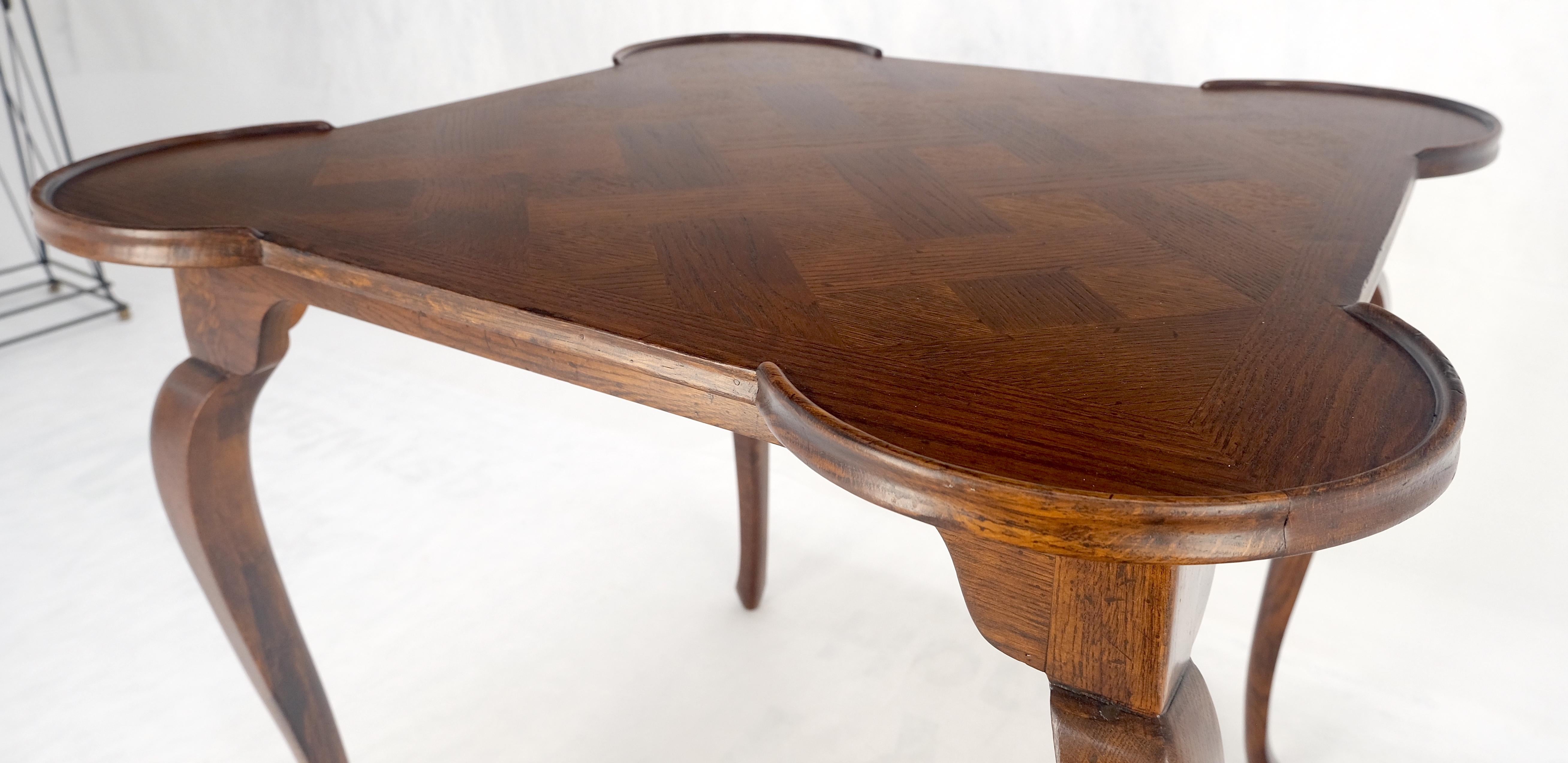 Italian Cabriole Leg Parquetry Top Oak Game Table Made in Italy MINT! For Sale 7