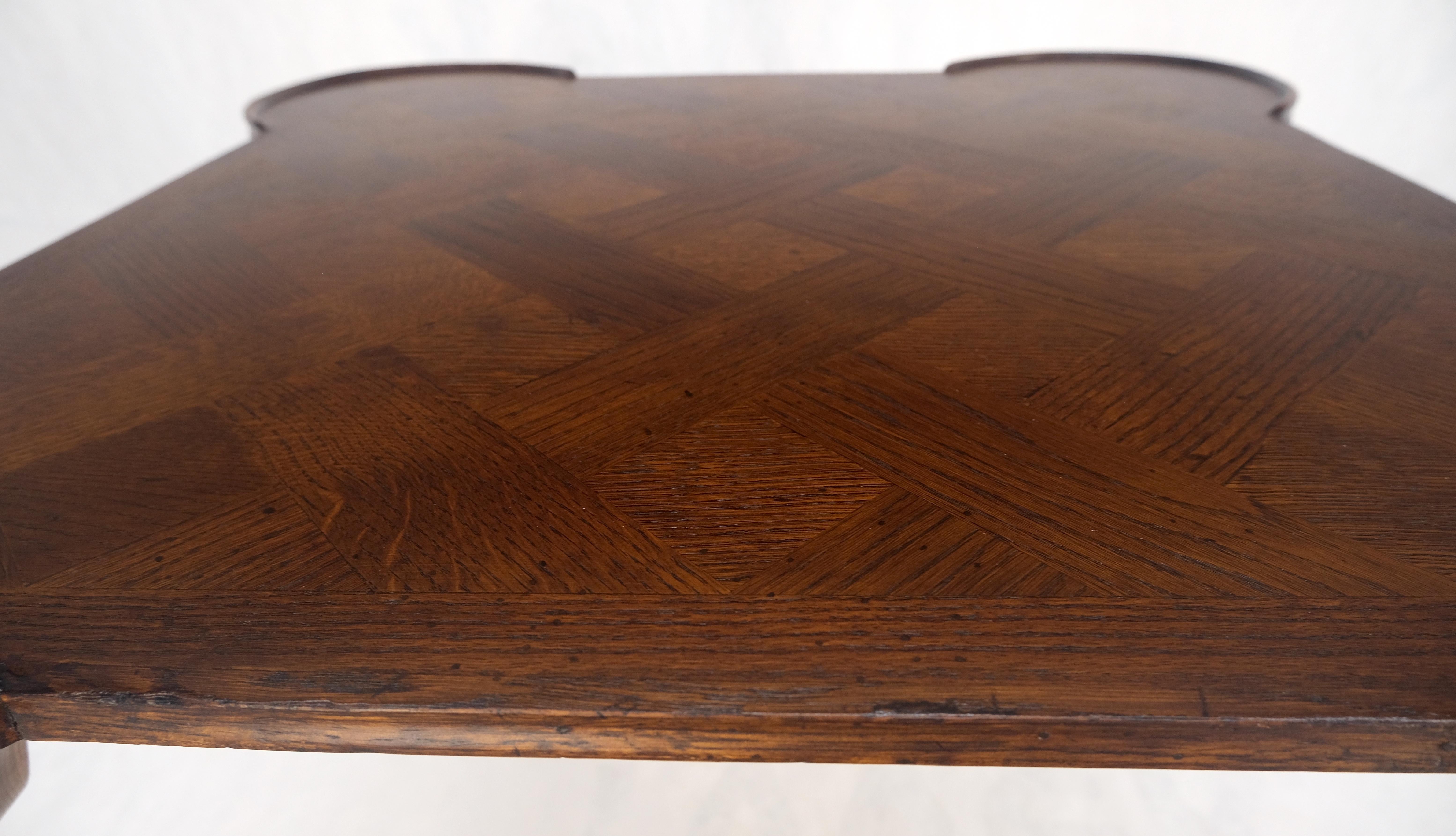 Italian Cabriole Leg Parquetry Top Oak Game Table Made in Italy MINT! For Sale 8