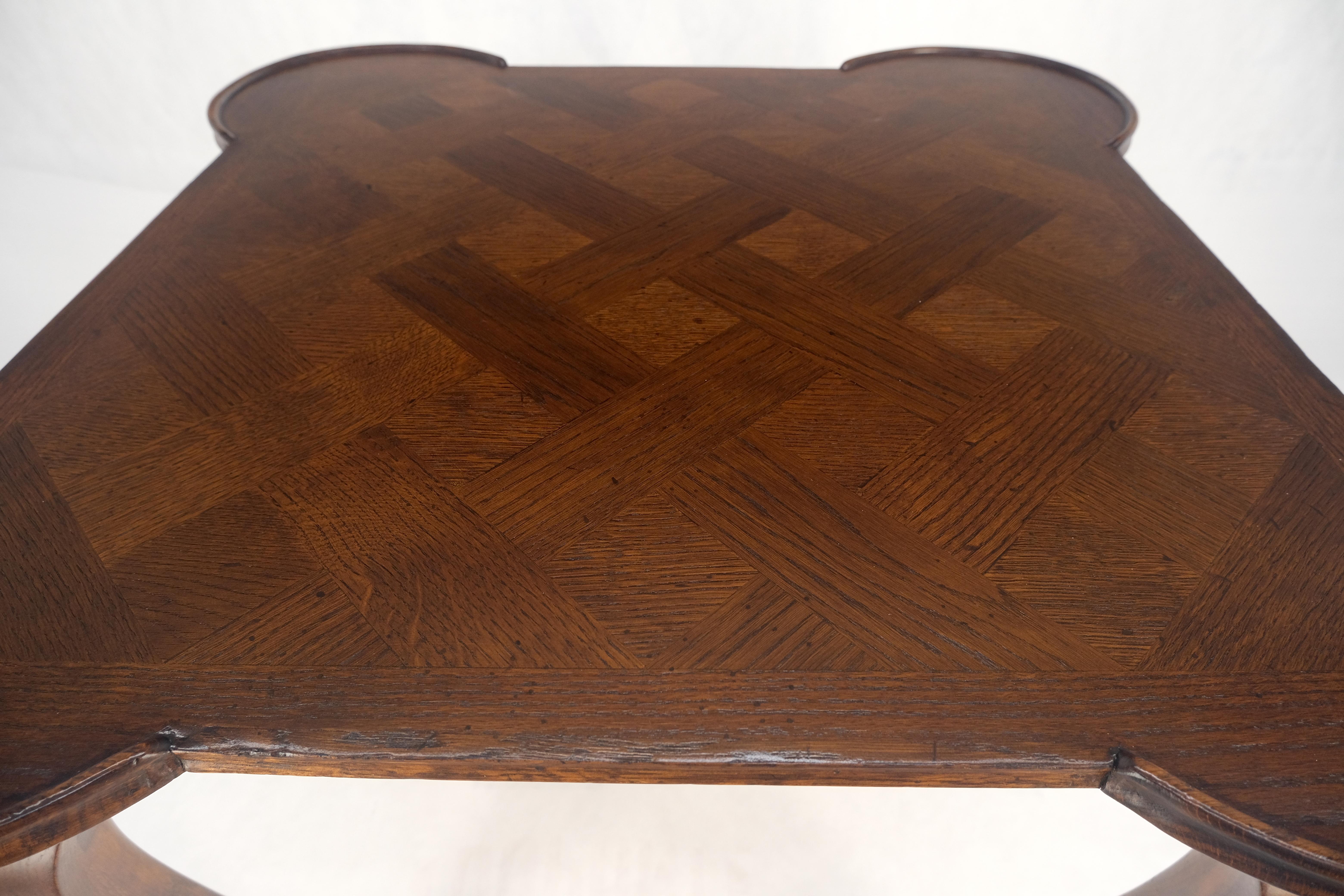 Italian Cabriole Leg Parquetry Top Oak Game Table Made in Italy MINT! For Sale 13