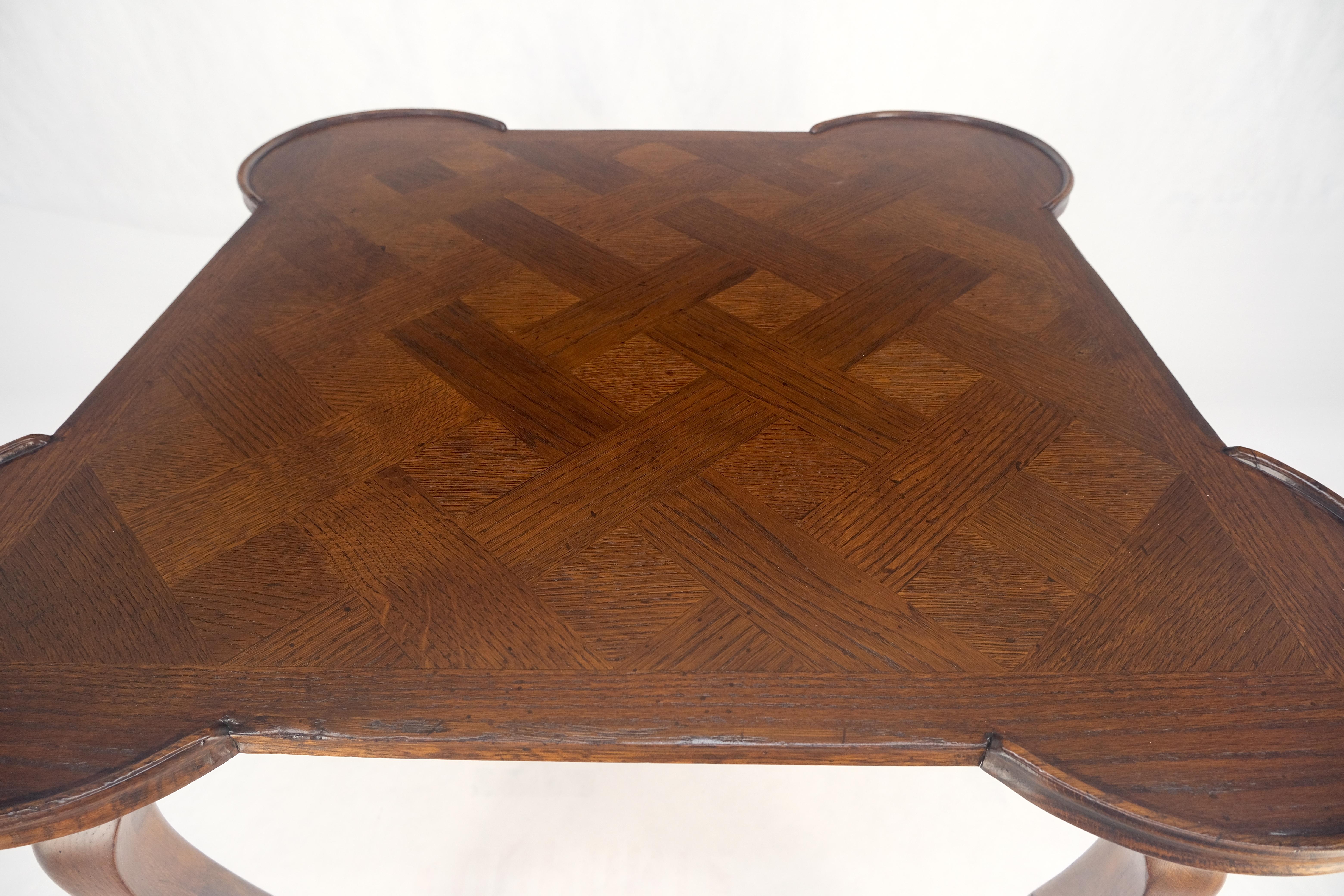 Italian Cabriole Leg Parquetry Top Oak Game Table Made in Italy MINT! For Sale 14