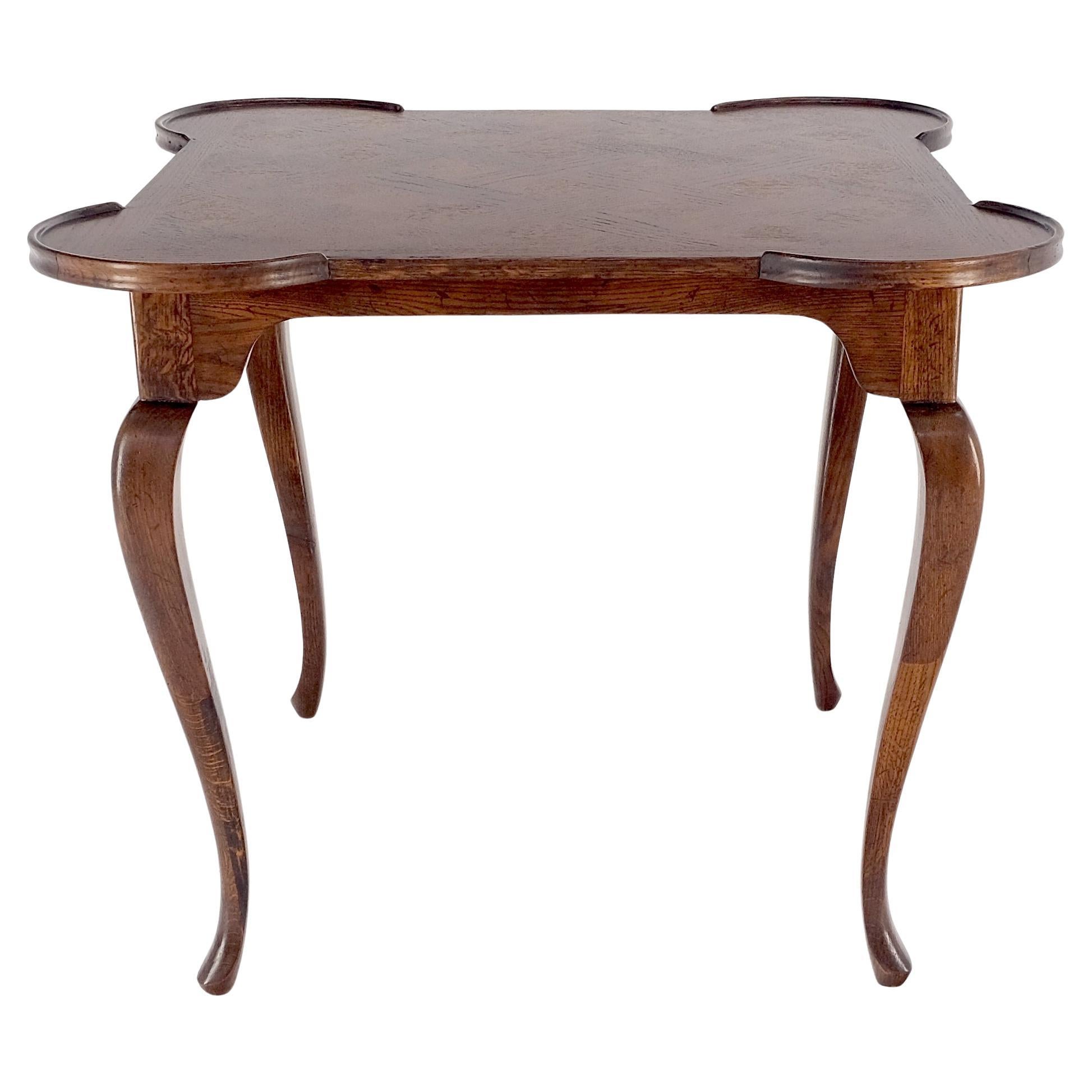 Art Deco Italian Cabriole Leg Parquetry Top Oak Game Table Made in Italy MINT! For Sale