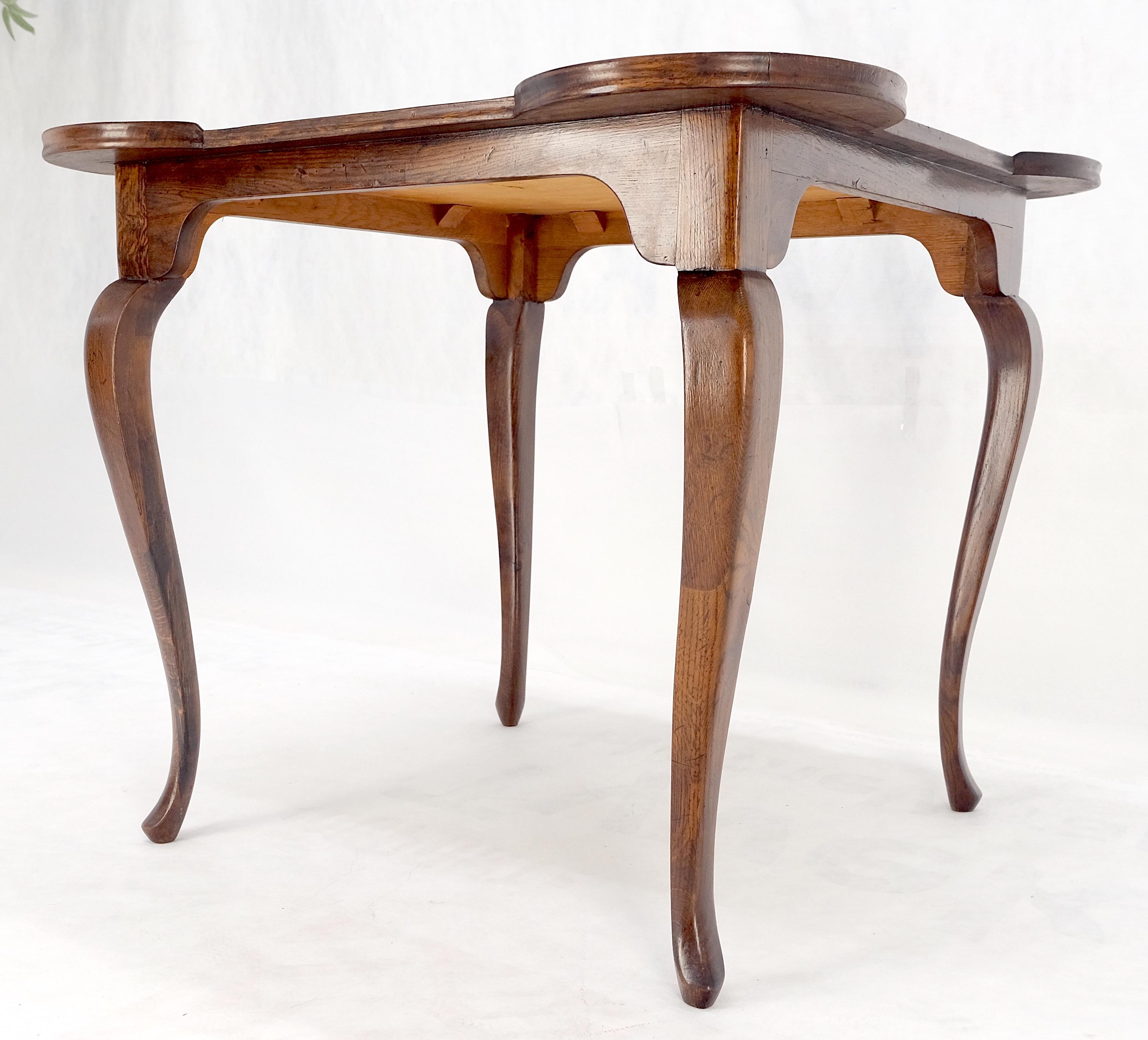 Lacquered Italian Cabriole Leg Parquetry Top Oak Game Table Made in Italy MINT! For Sale