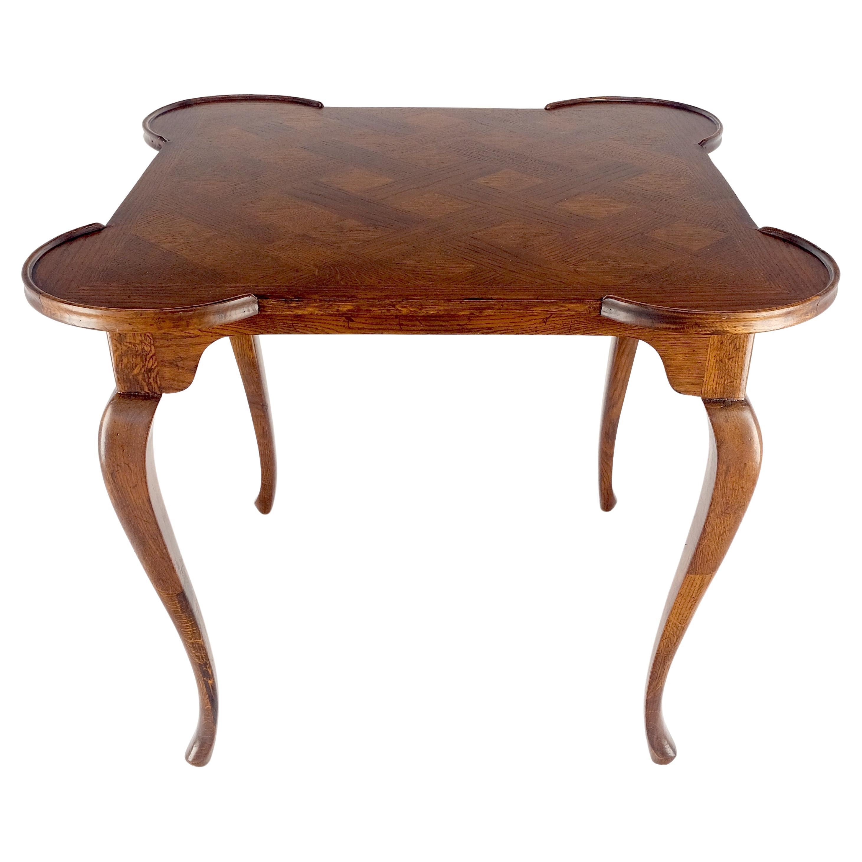 Italian Cabriole Leg Parquetry Top Oak Game Table Made in Italy MINT!
