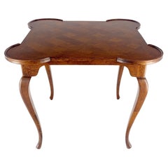 Italian Cabriole Leg Parquetry Top Oak Game Table Made in Italy MINT!