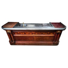 Italian Cafe Bar with Decorative Inlay and German Silver Top