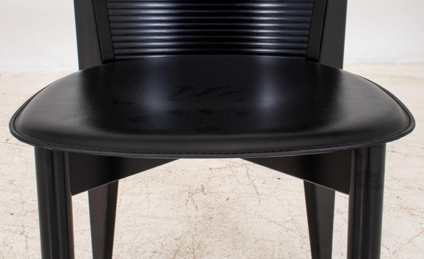 Leather Italian Calligaris Black Lacquered Chair, 4