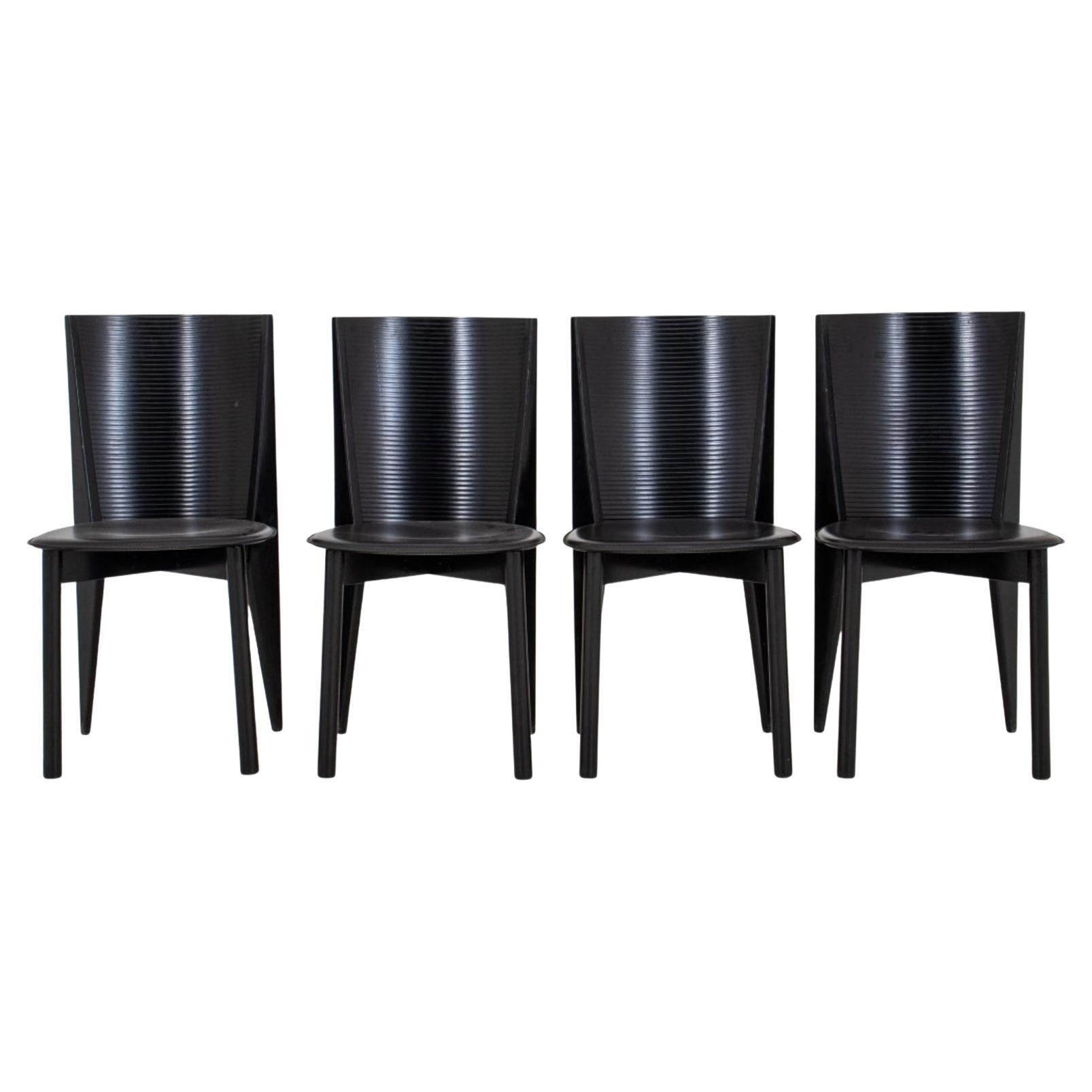 Italian Calligaris Black Lacquered Chair, 4