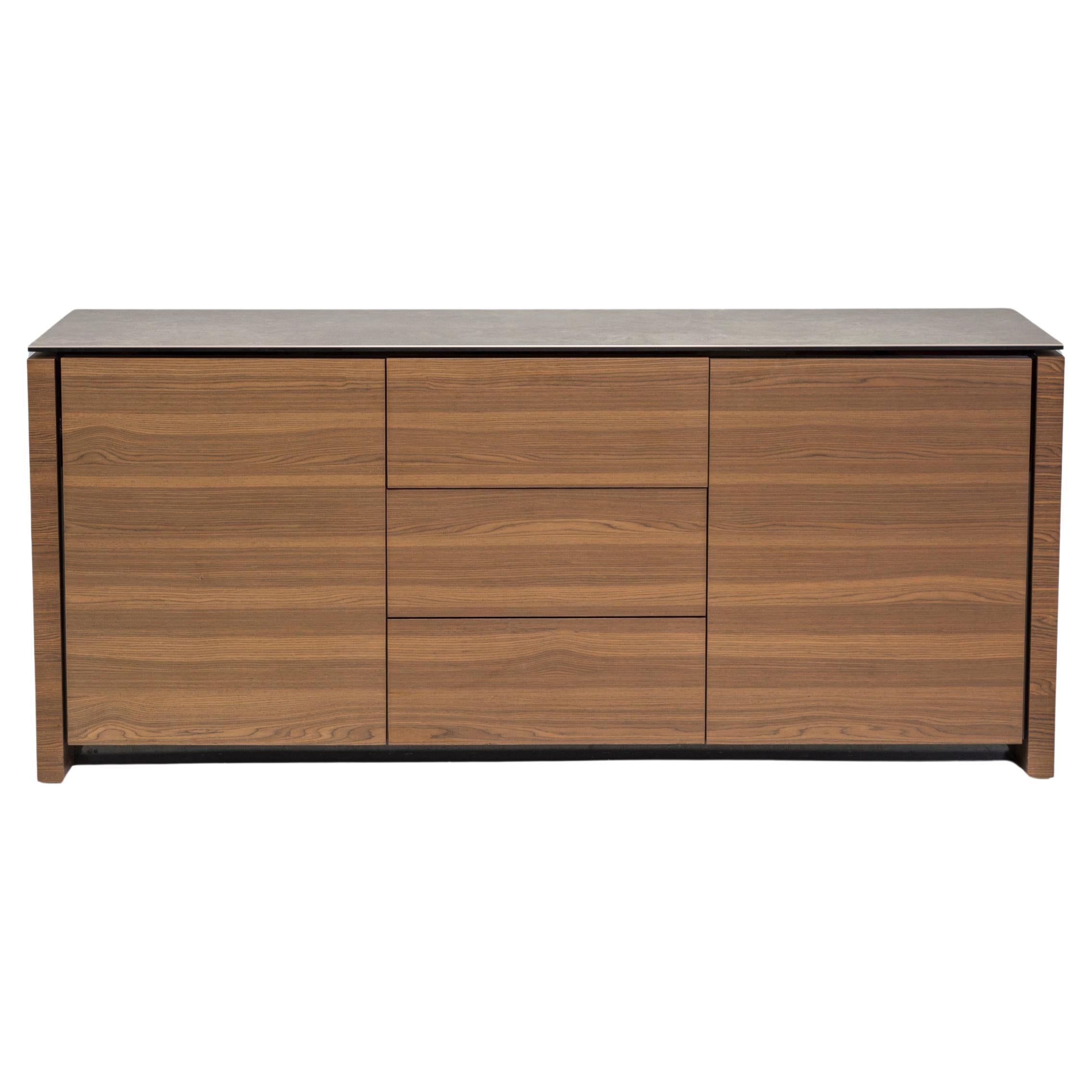 Italienisches Calligaris Mag Sideboard aus Kalbsleder, Holz und Glas  im Angebot