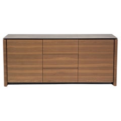 Italienisches Calligaris Mag Sideboard aus Kalbsleder, Holz und Glas 