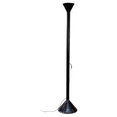 Vintage Italian Mid-Century Callimaco Black Steel Floor Lamp Sottsass for Artemide, 1980