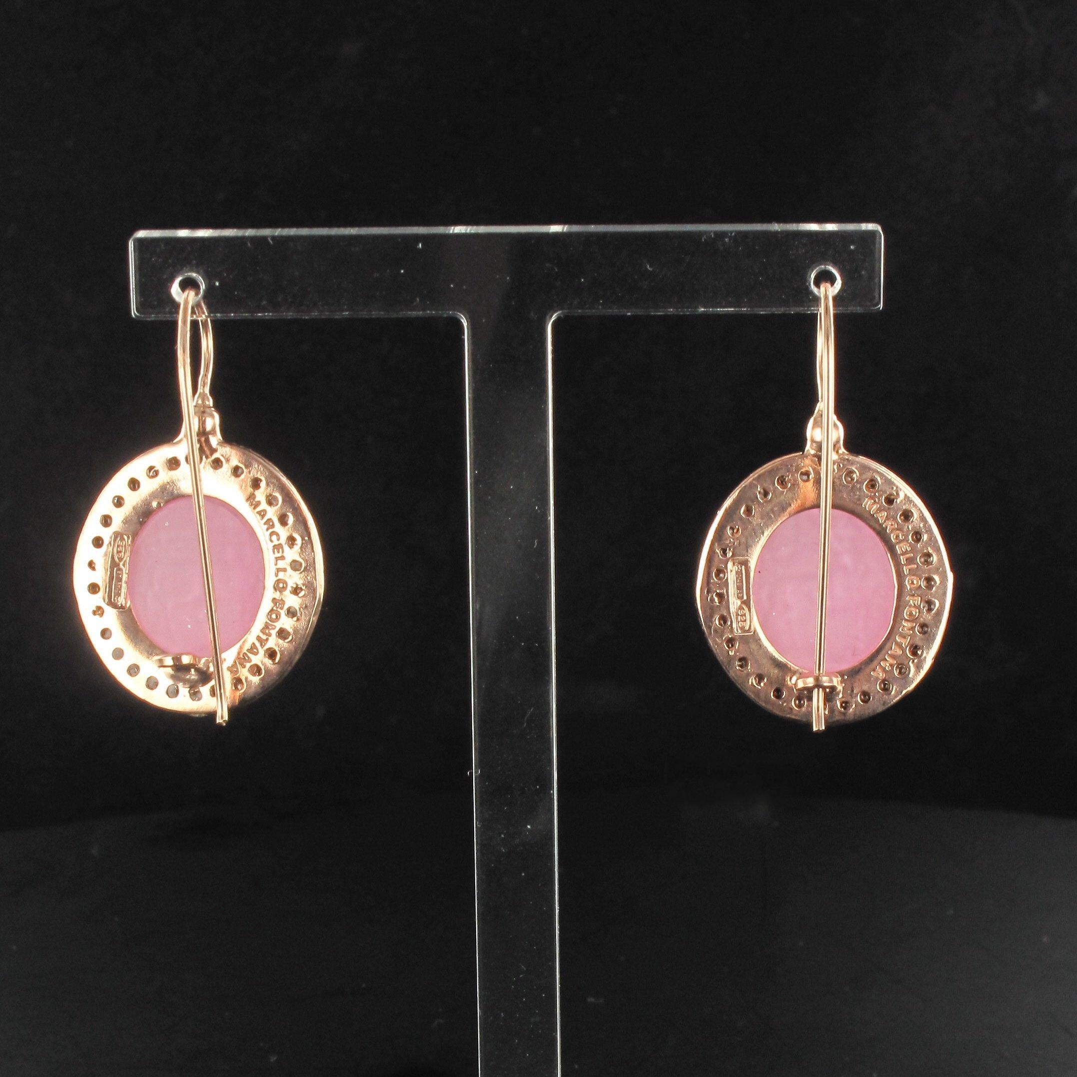 Italian Cameo Cristal Vermeil Drop Earrings In New Condition In Poitiers, FR