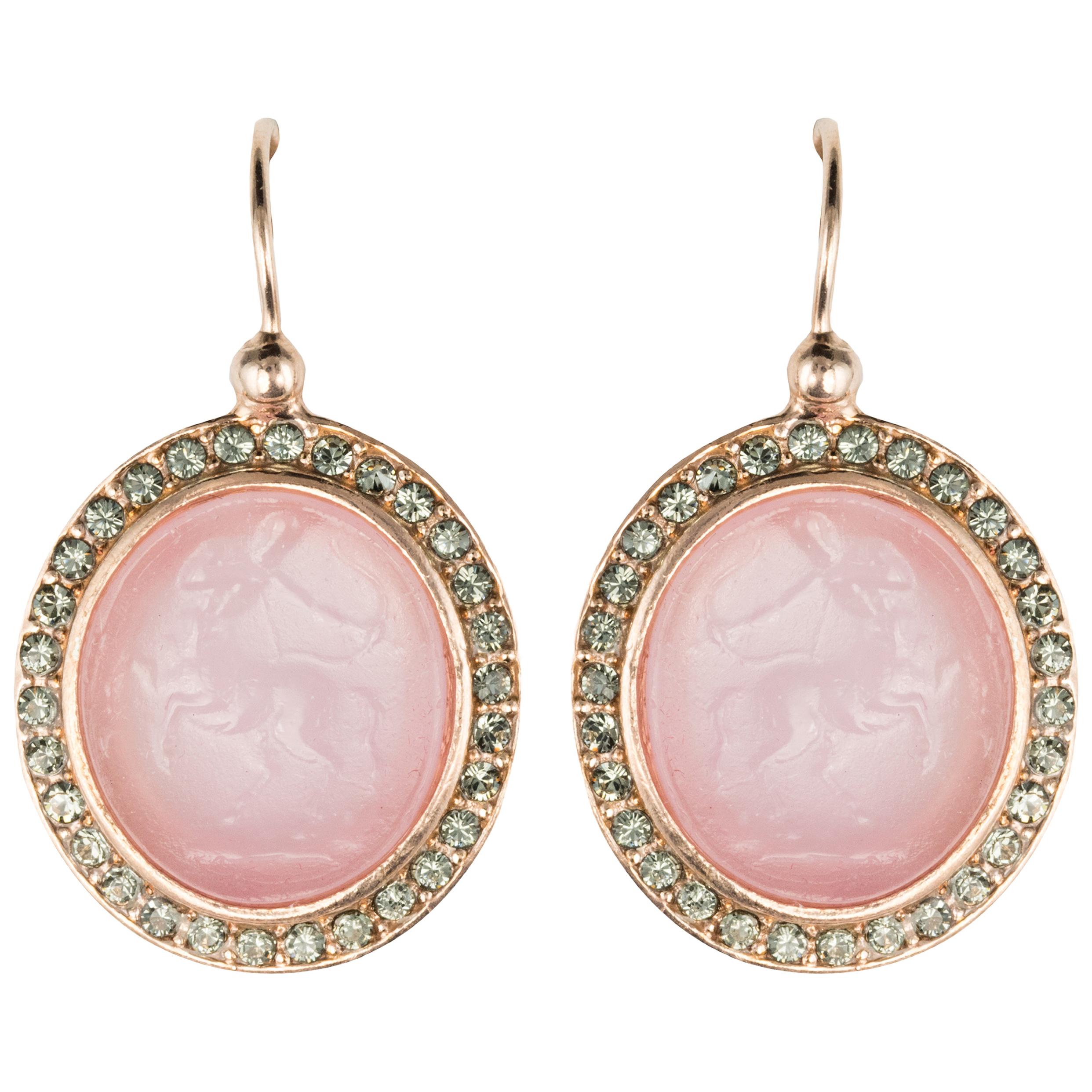 Italian Cameo Cristal Vermeil Drop Earrings