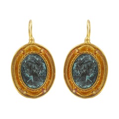 Italian Cameo Vermeil Drop Earrings