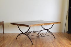 Italian Campaign Wrought Iron and Pinewood Dining Table, 19th Century and Later