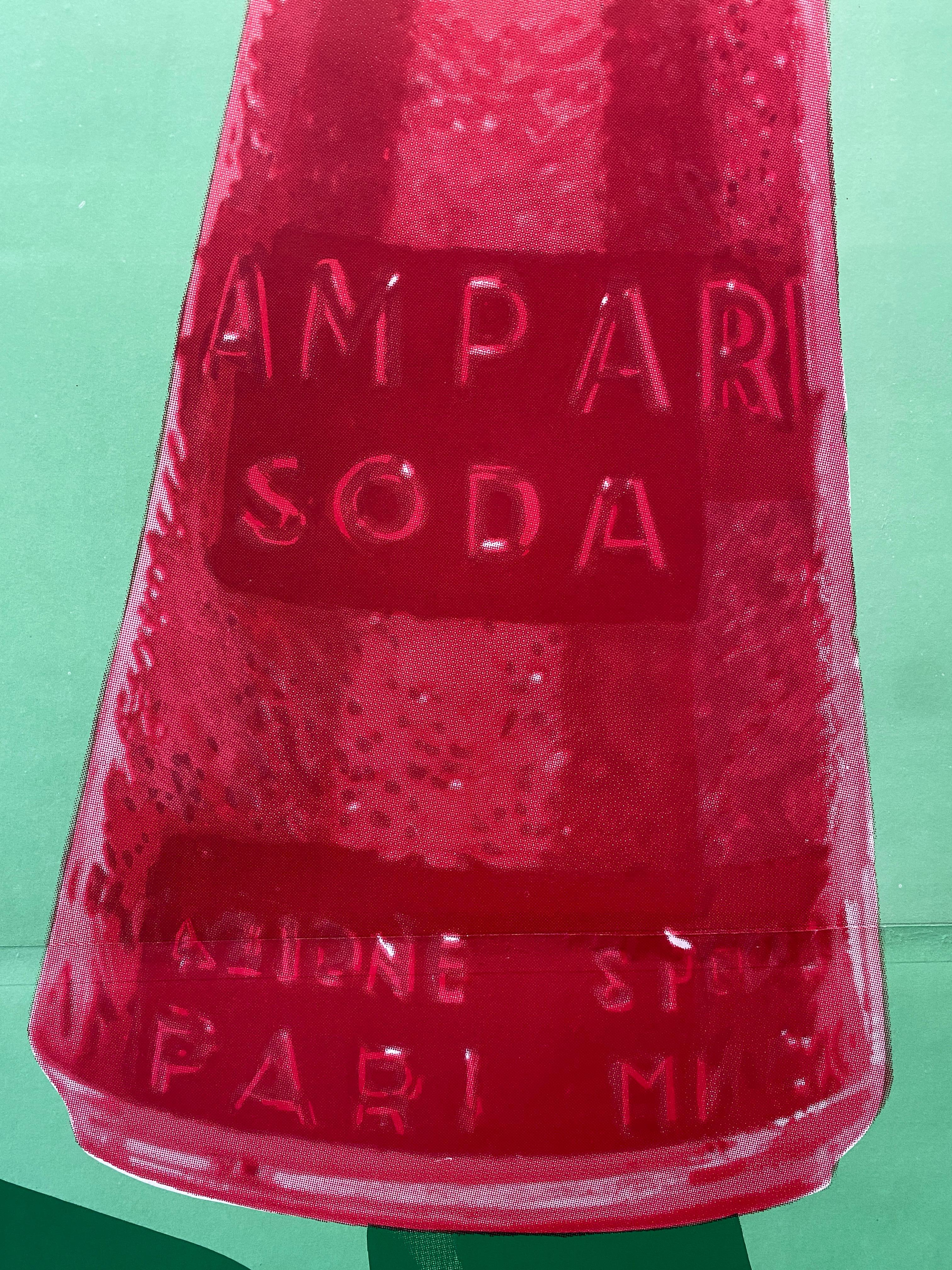 Italian Campari 'Soda Corre Con Tempo' Oversize Original Vintage Poster, 1968 For Sale 4