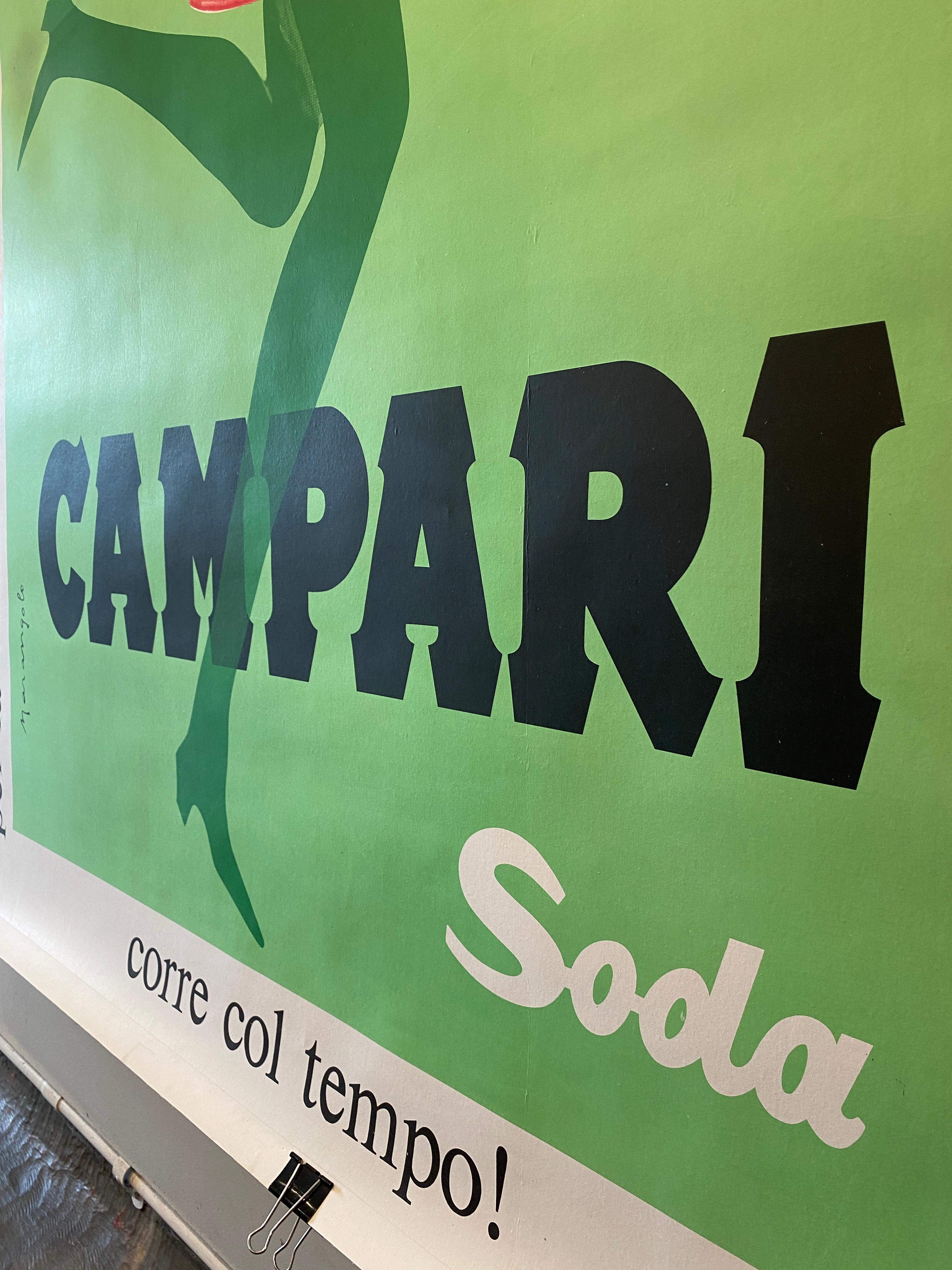 Italian Campari 'Soda Corre Con Tempo' Oversize Original Vintage Poster, 1968 For Sale 7