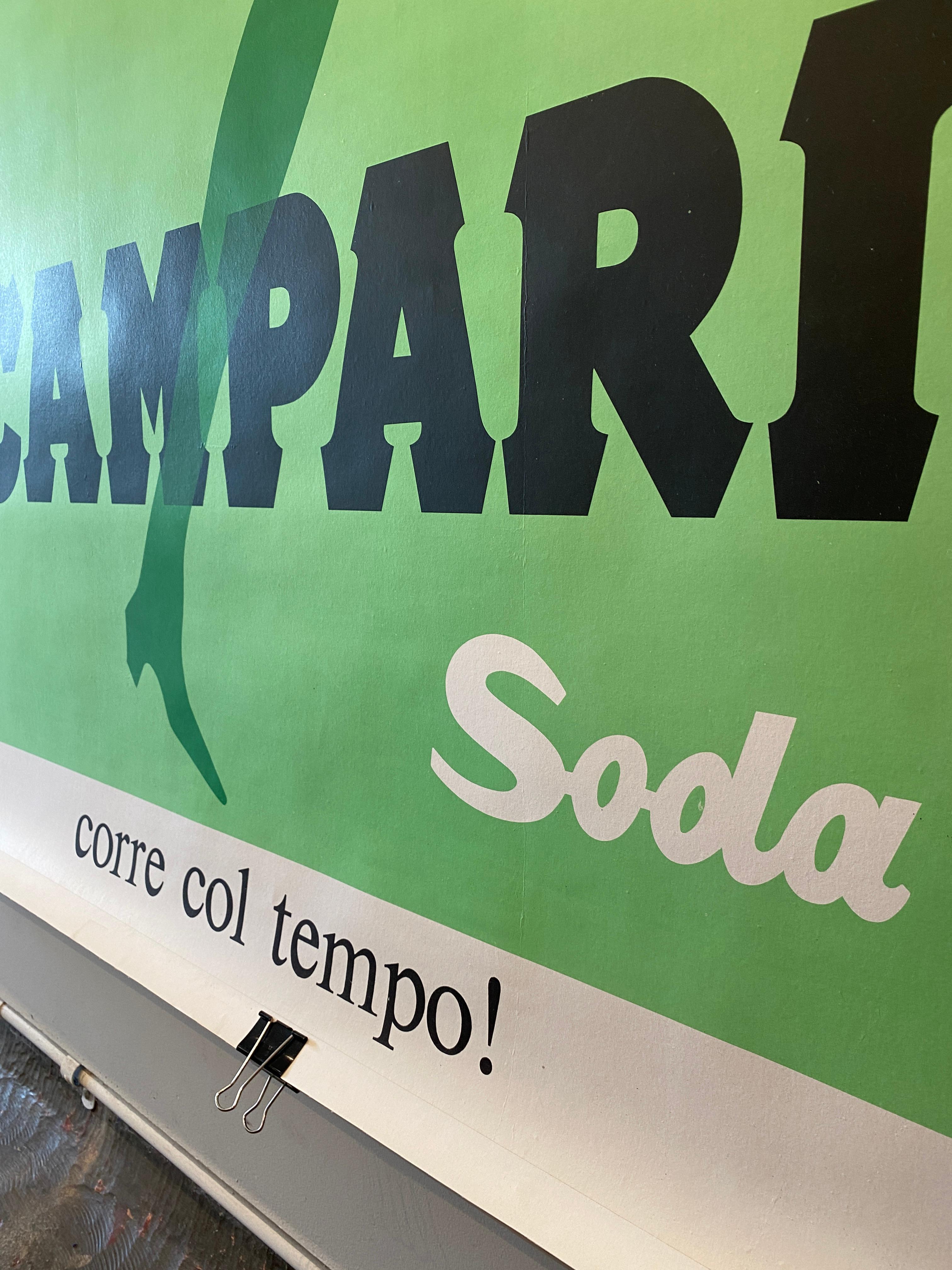Italian Campari 'Soda Corre Con Tempo' Oversize Original Vintage Poster, 1968 For Sale 8