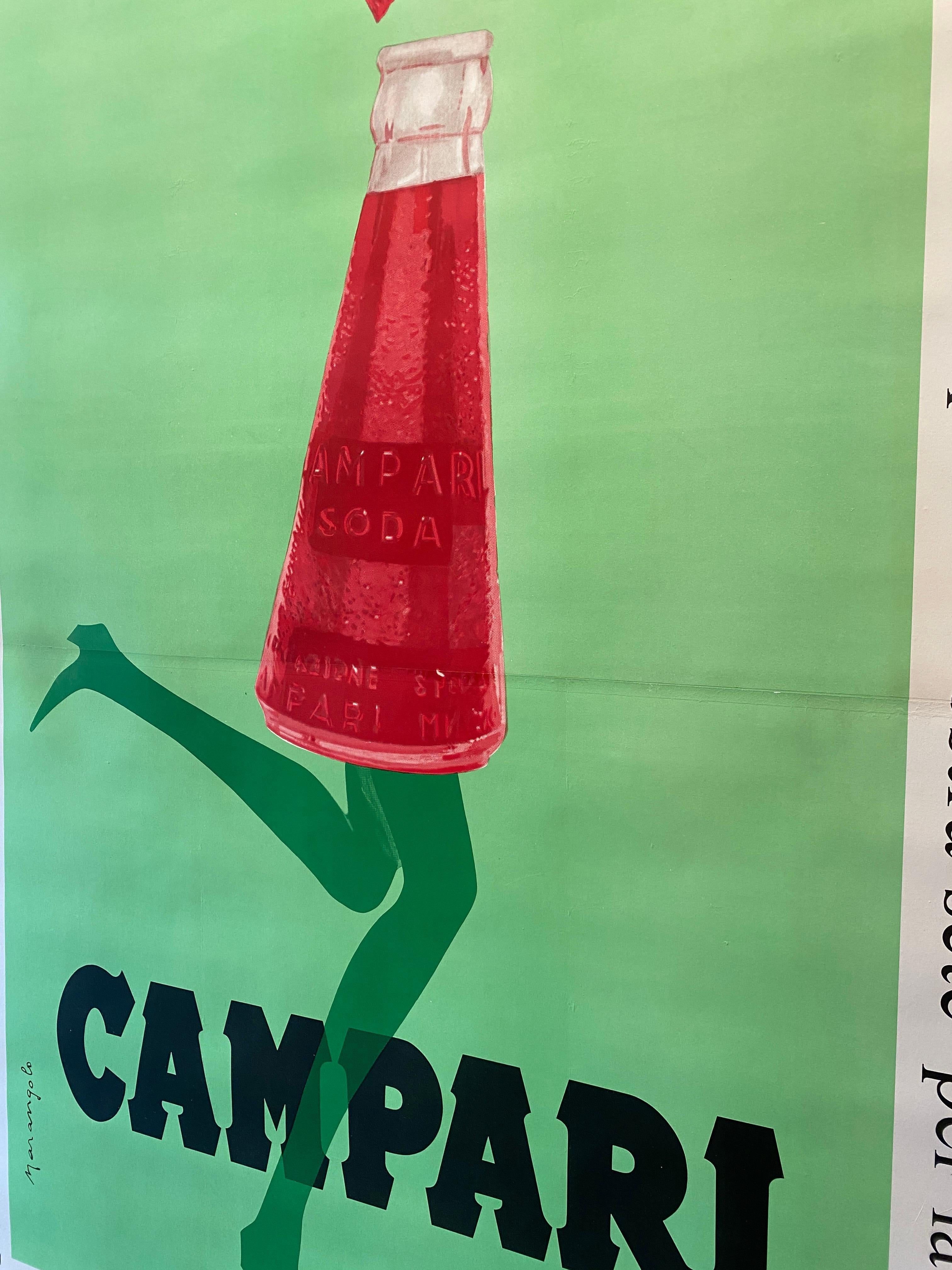 Italian Campari 'Soda Corre Con Tempo' Oversize Original Vintage Poster, 1968 In Good Condition For Sale In Melbourne, Victoria