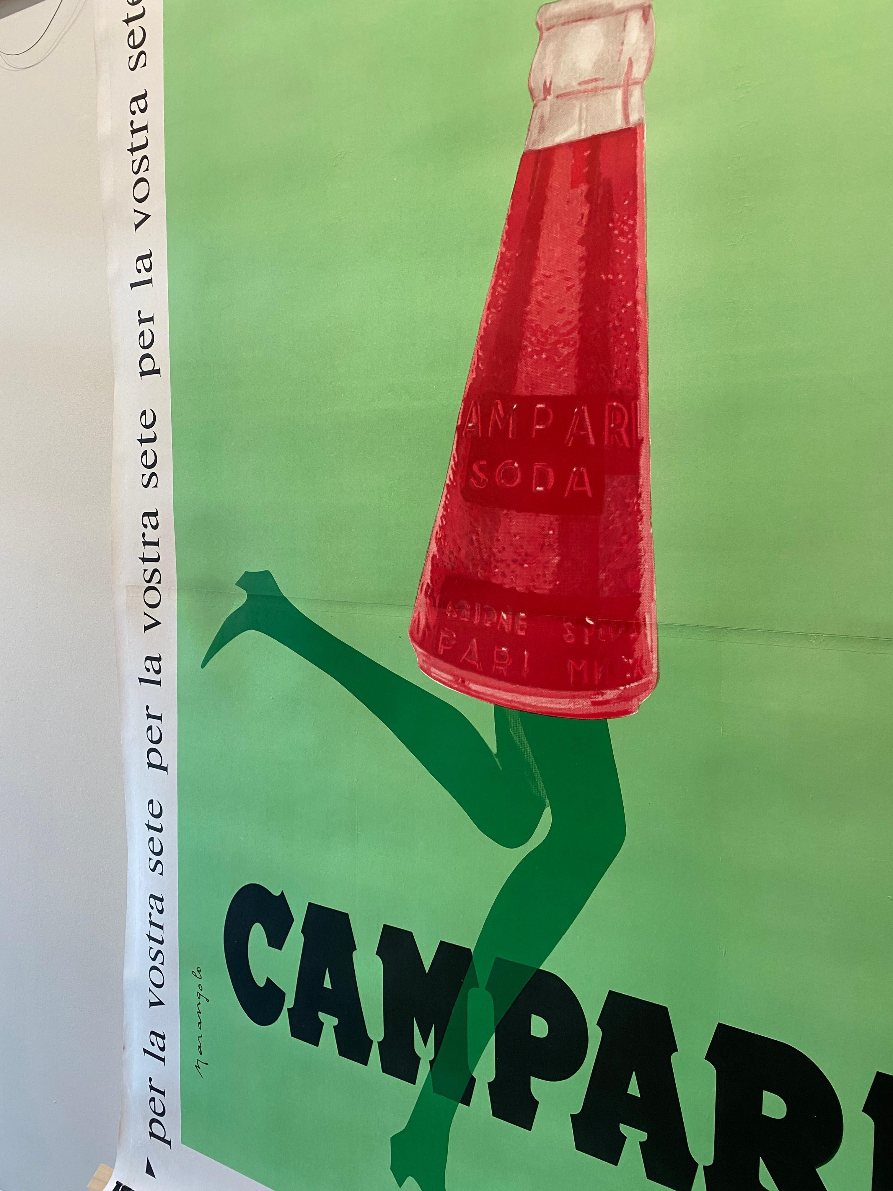 Mid-20th Century Italian Campari 'Soda Corre Con Tempo' Oversize Original Vintage Poster, 1968 For Sale