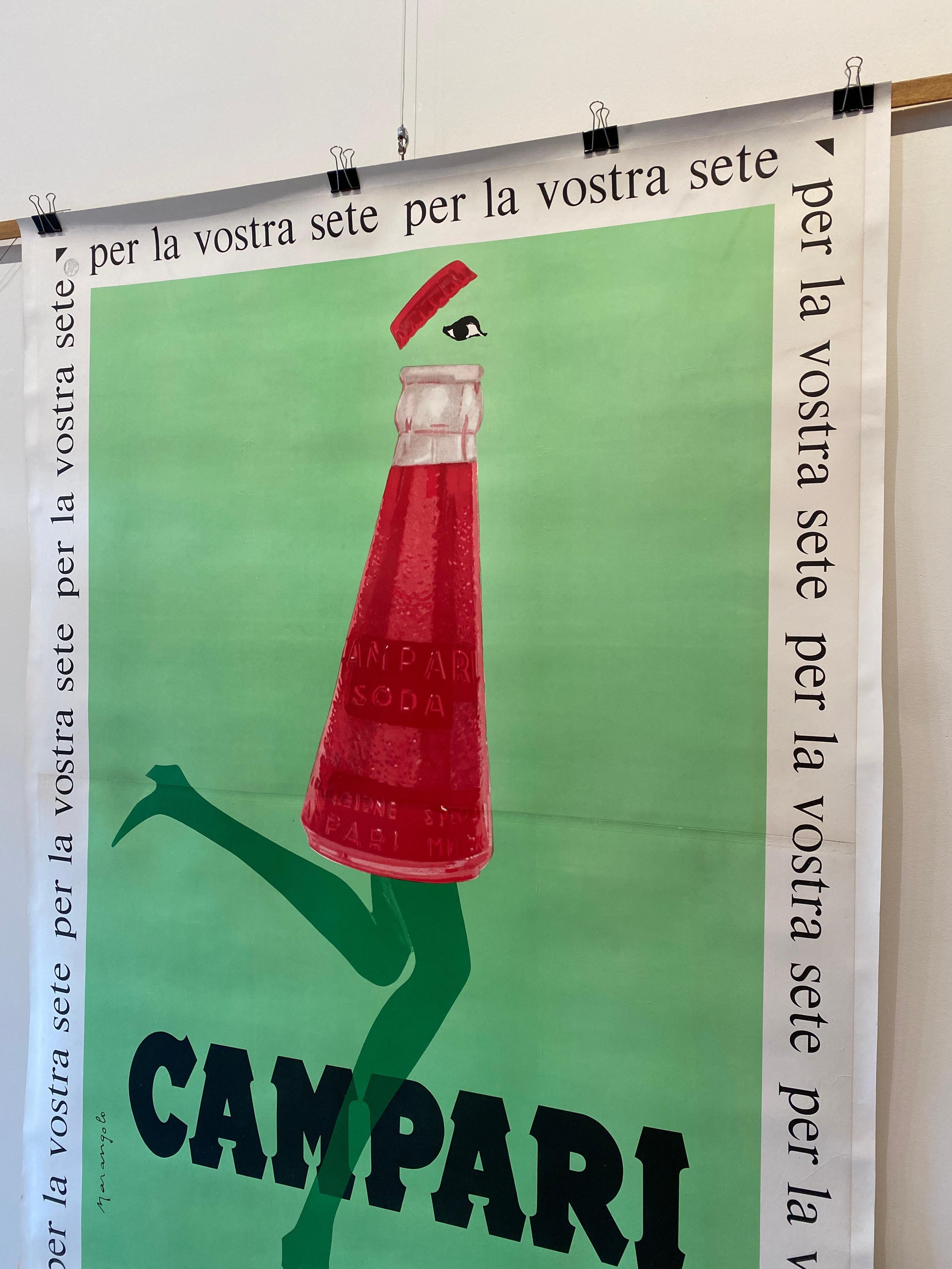 Paper Italian Campari 'Soda Corre Con Tempo' Oversize Original Vintage Poster, 1968 For Sale