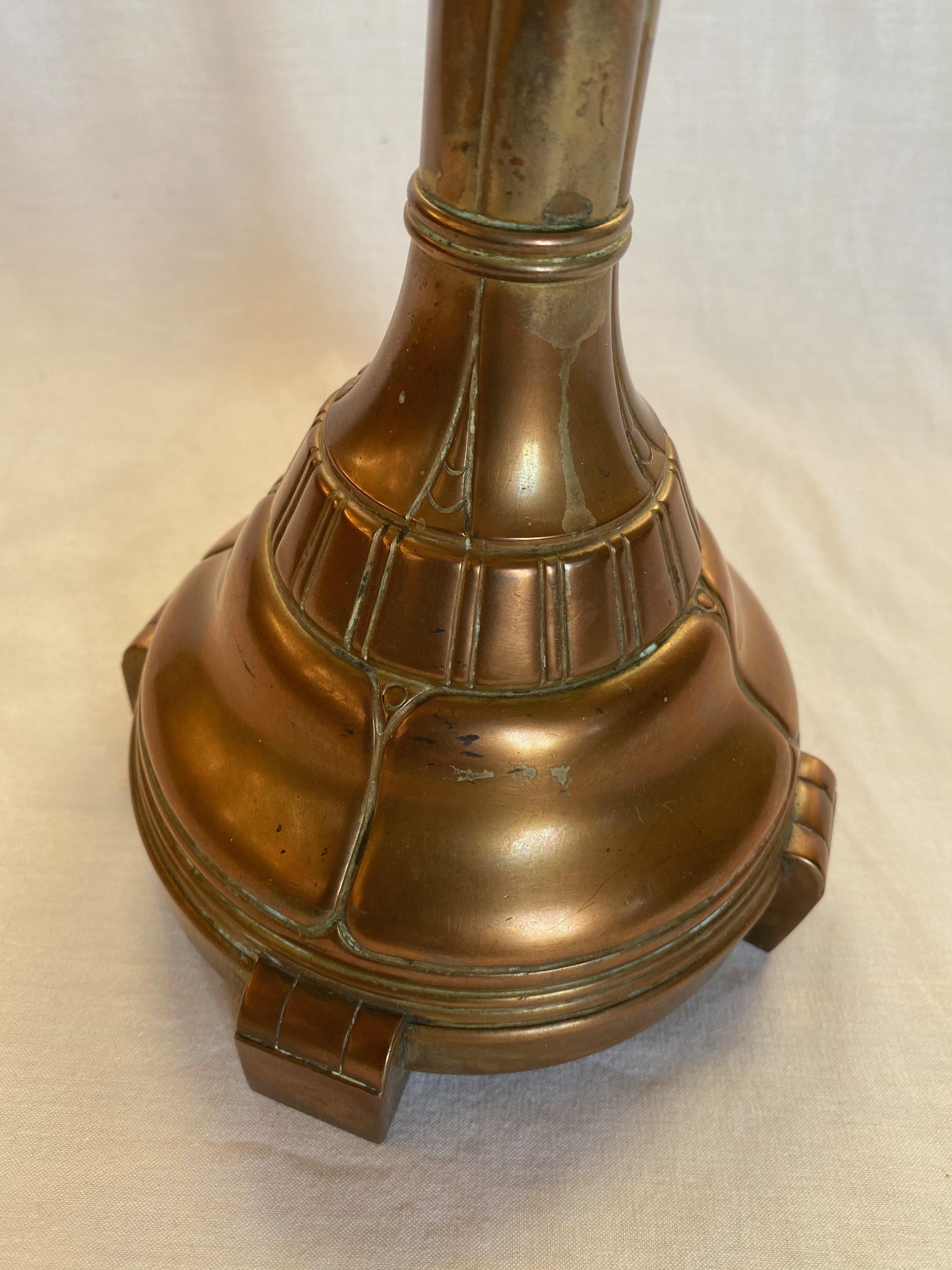 Italian Candleholder in Copper and Murano Glass by Ercole Barovier, 1940 For Sale 6