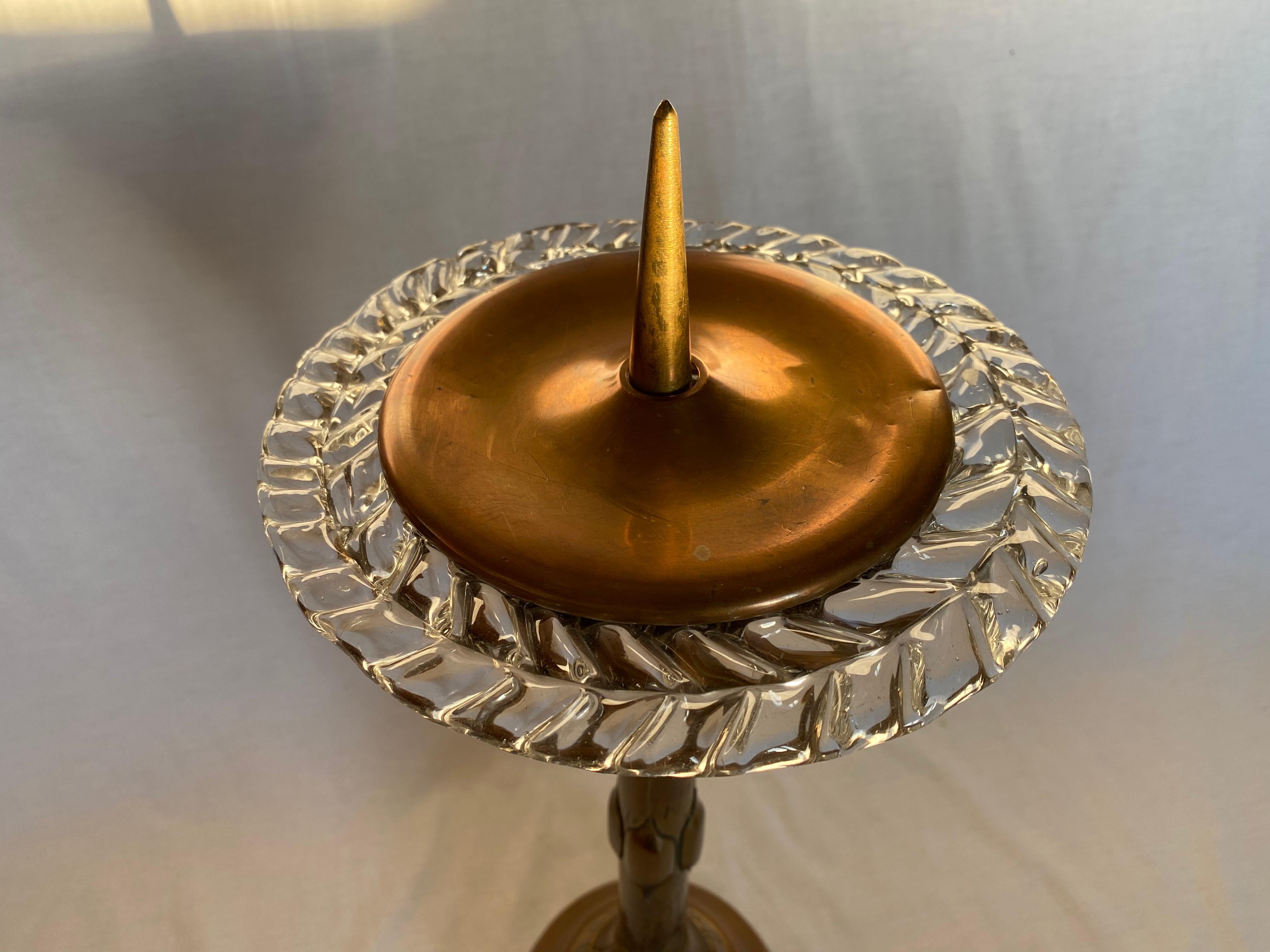 Italian Candleholder in Copper and Murano Glass by Ercole Barovier, 1940 For Sale 9