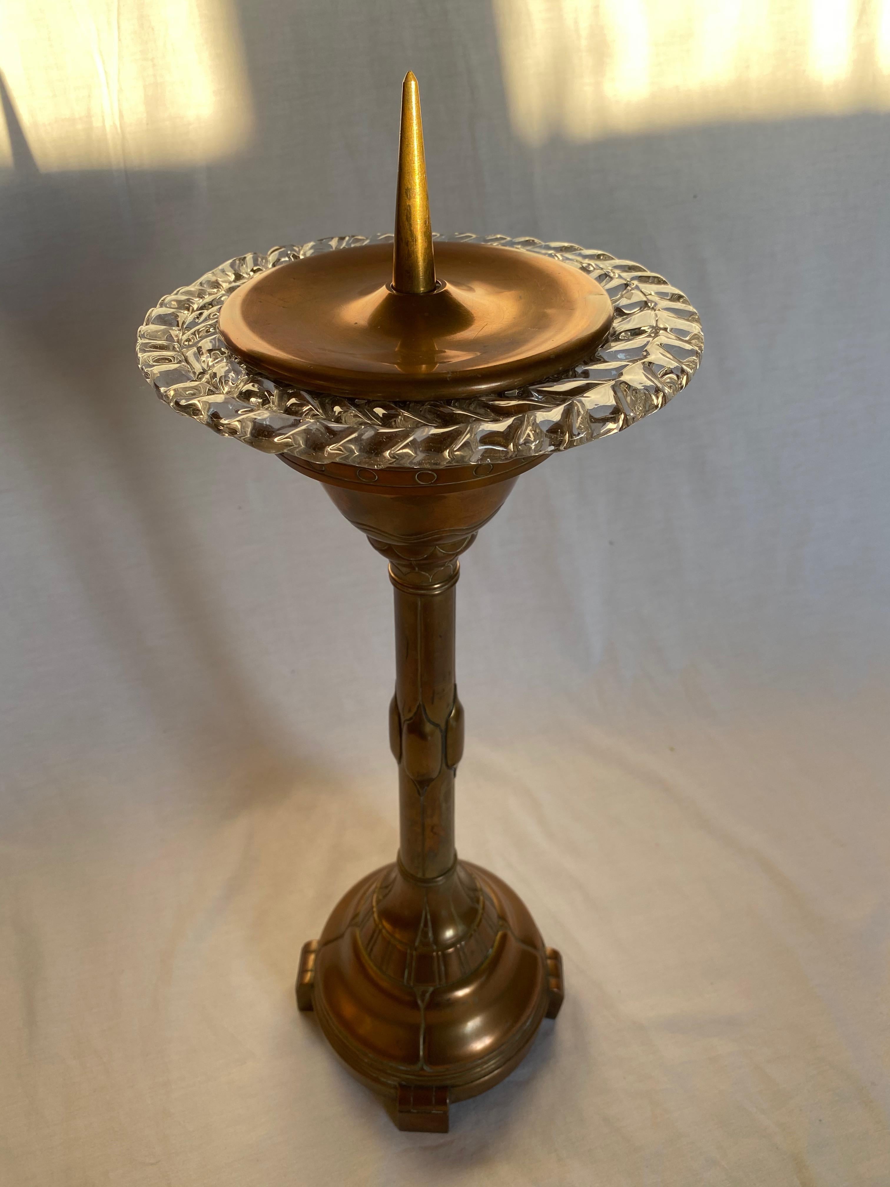 Italian Candleholder in Copper and Murano Glass by Ercole Barovier, 1940 For Sale 10