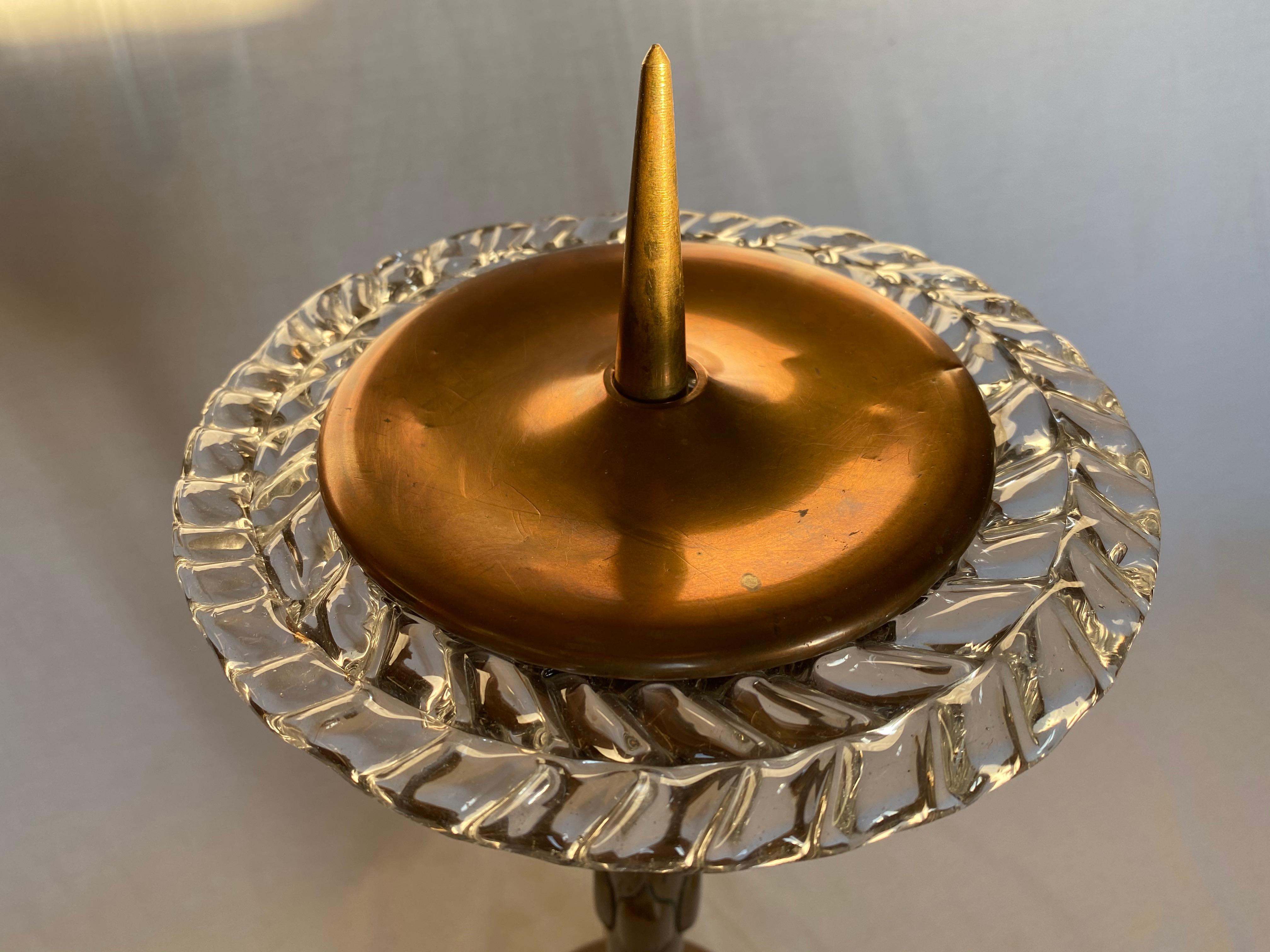 Italian Candleholder in Copper and Murano Glass by Ercole Barovier, 1940 For Sale 12