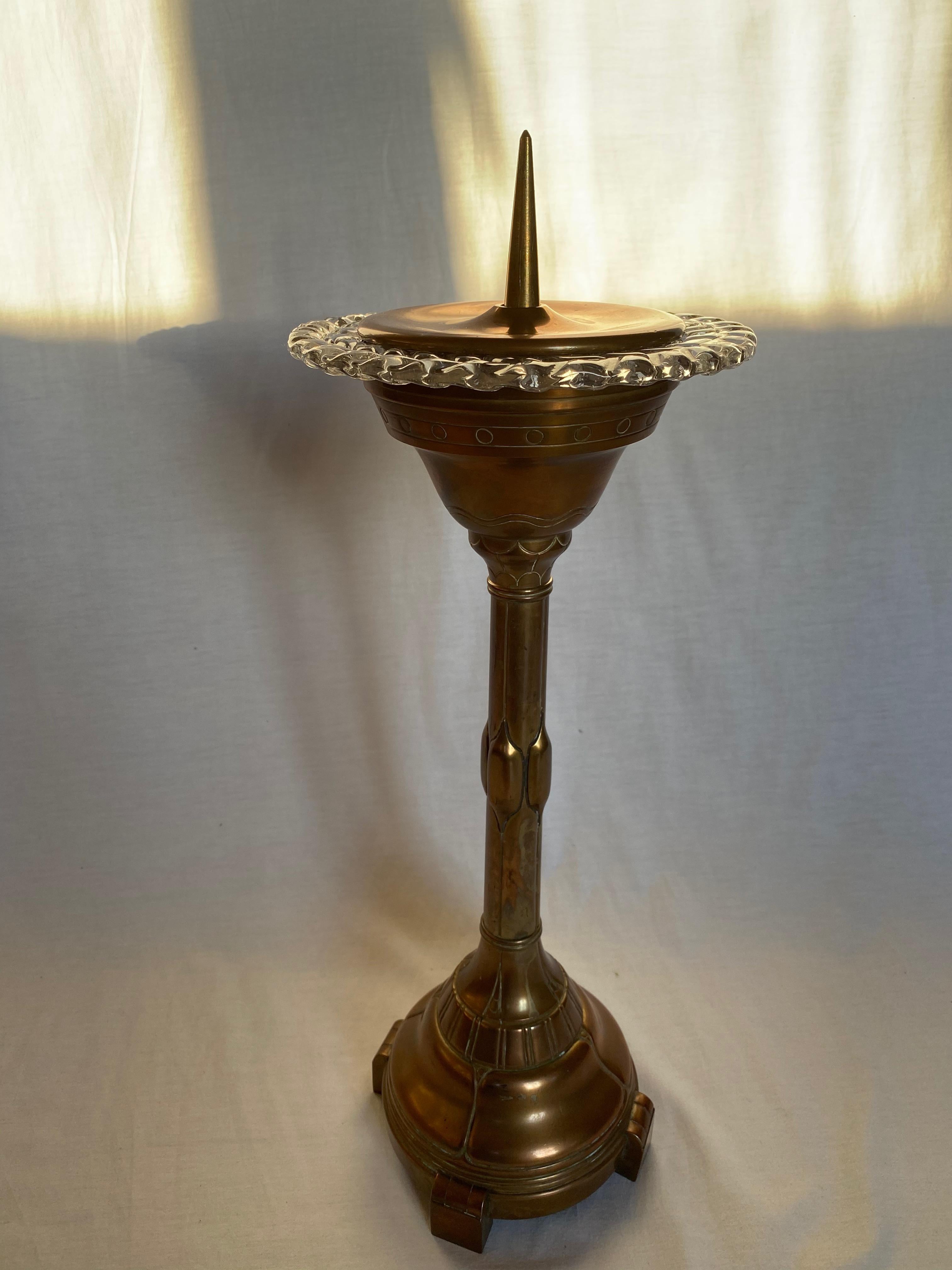 Italienischer Kerzenhalter aus Kupfer und Muranoglas von Ercole Barovier, 1940 im Angebot 1