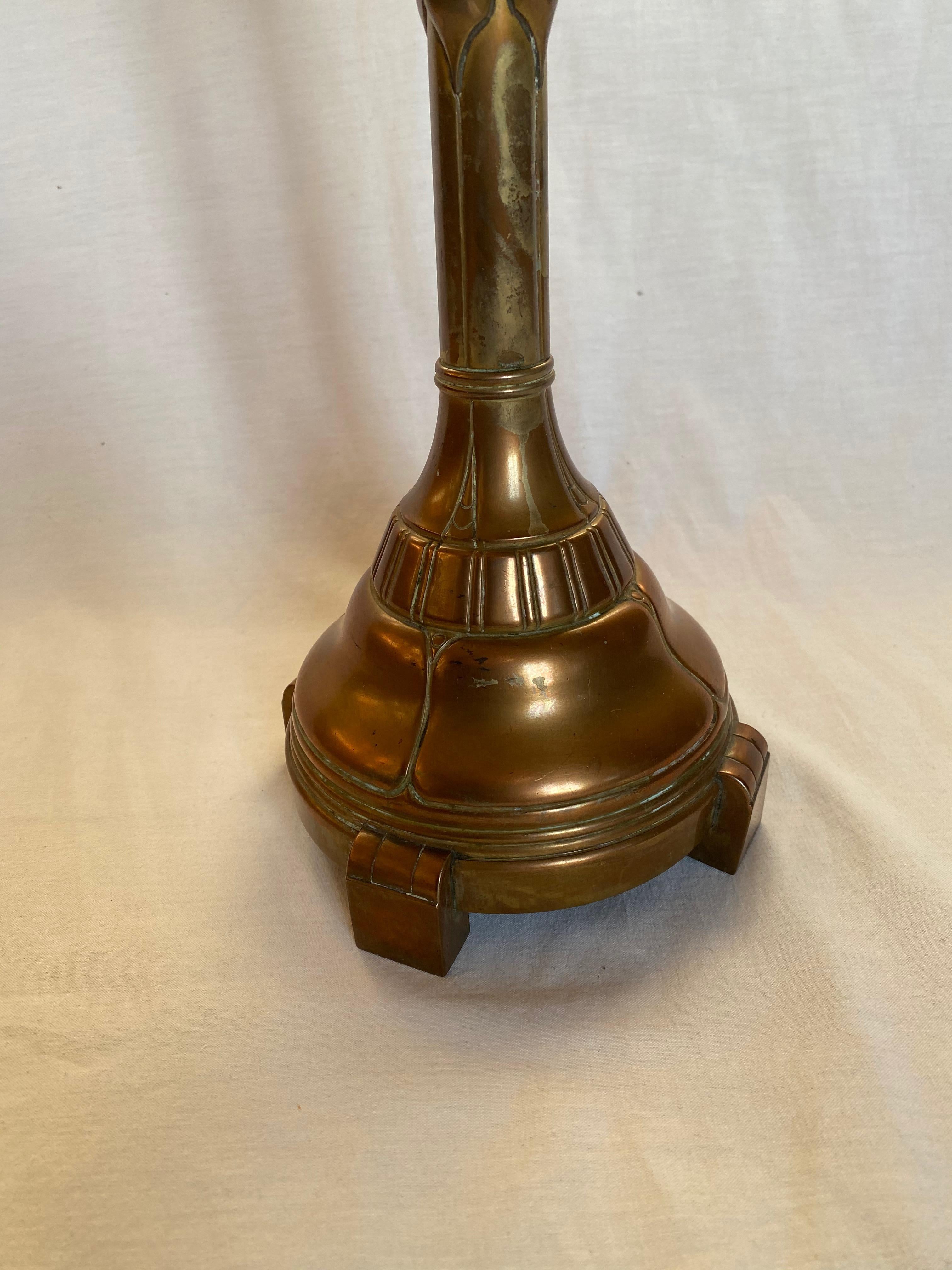Italian Candleholder in Copper and Murano Glass by Ercole Barovier, 1940 For Sale 3