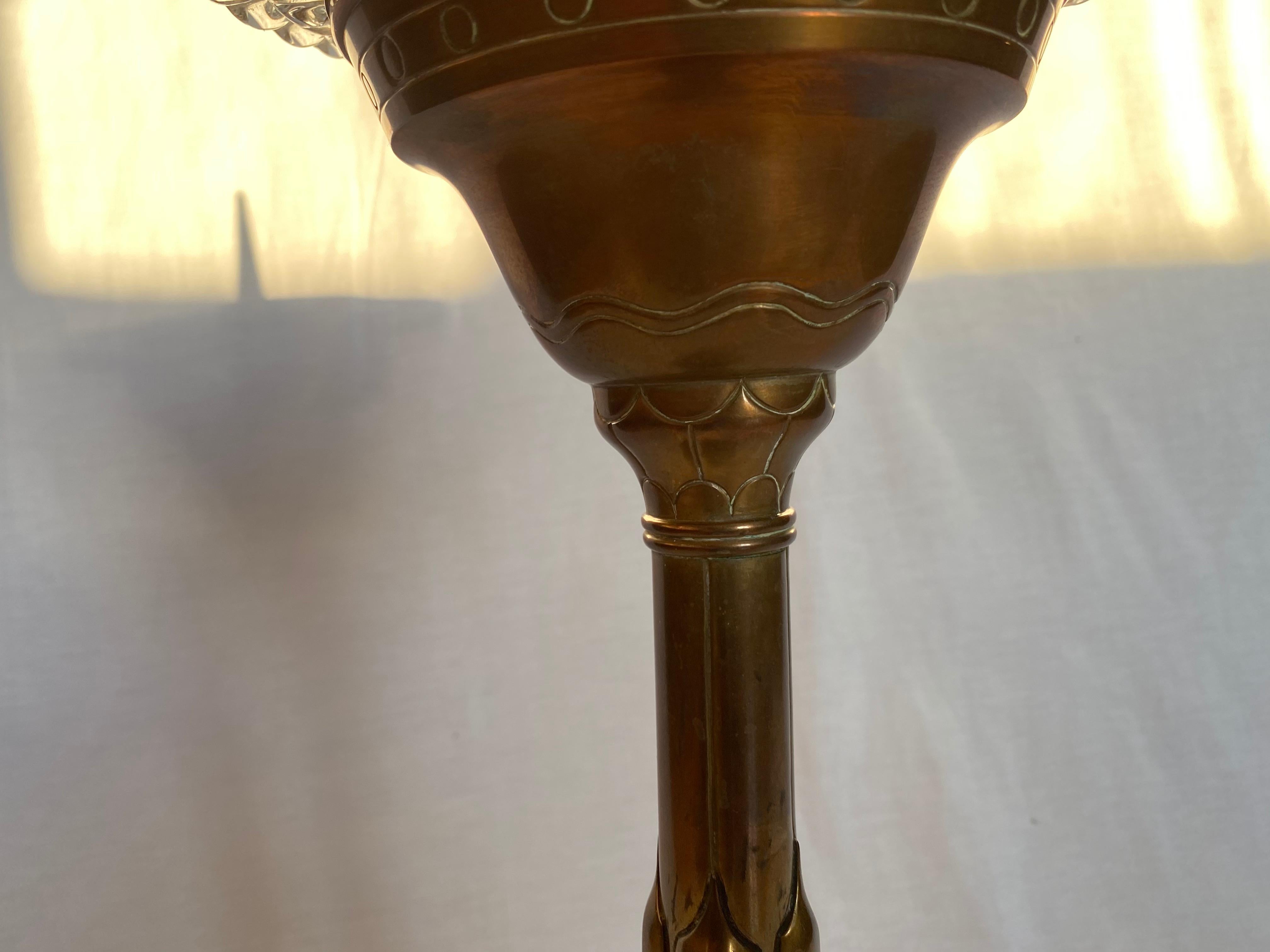 Italian Candleholder in Copper and Murano Glass by Ercole Barovier, 1940 For Sale 5