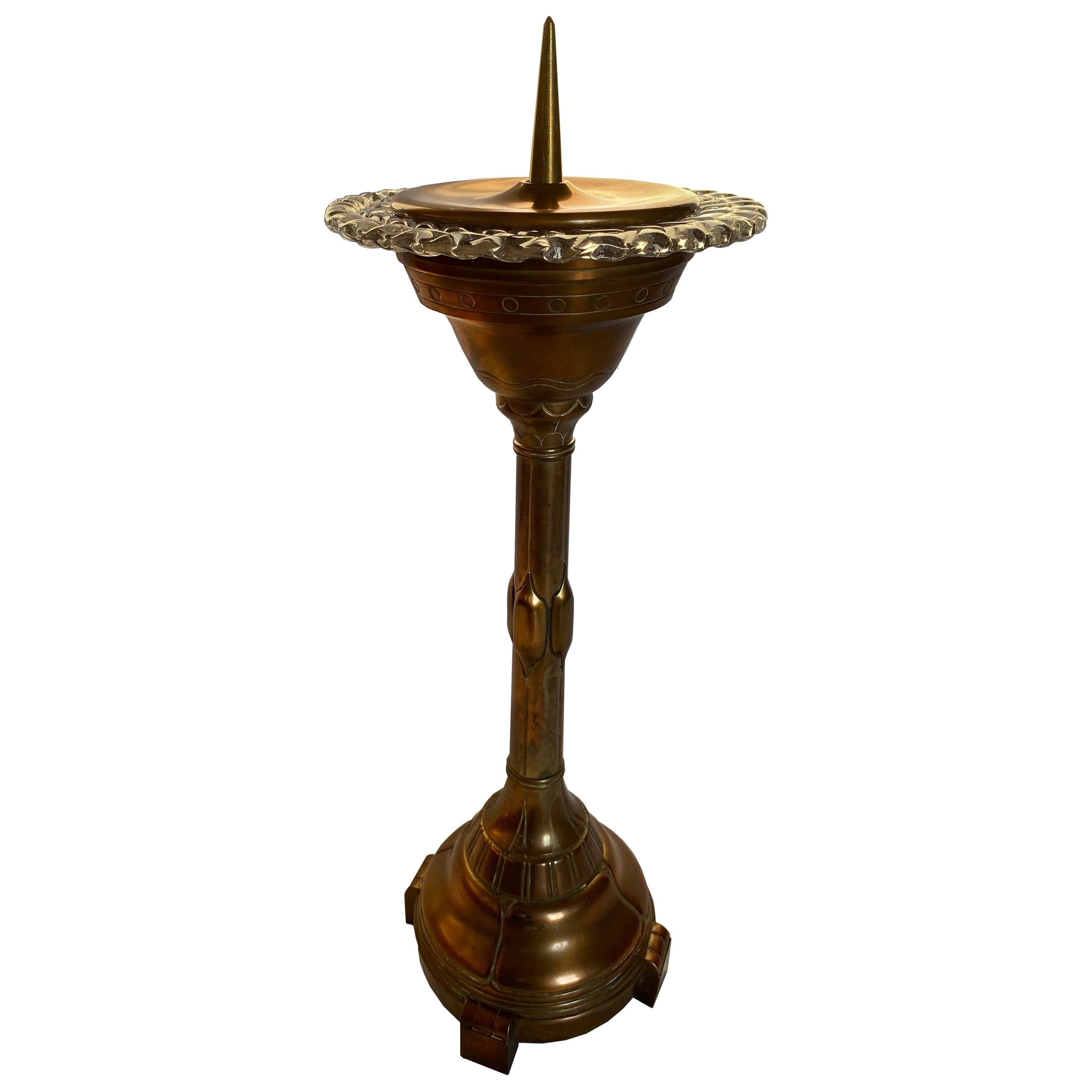 Italian Candleholder in Copper and Murano Glass by Ercole Barovier, 1940 For Sale