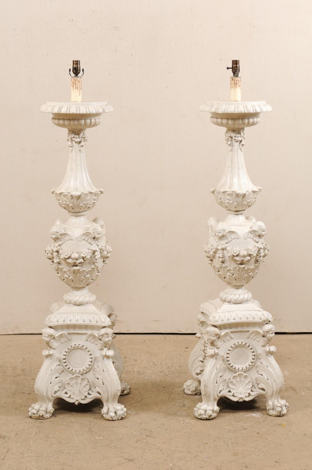 Italian Candlestick Floor Lamps, 19th Century 4