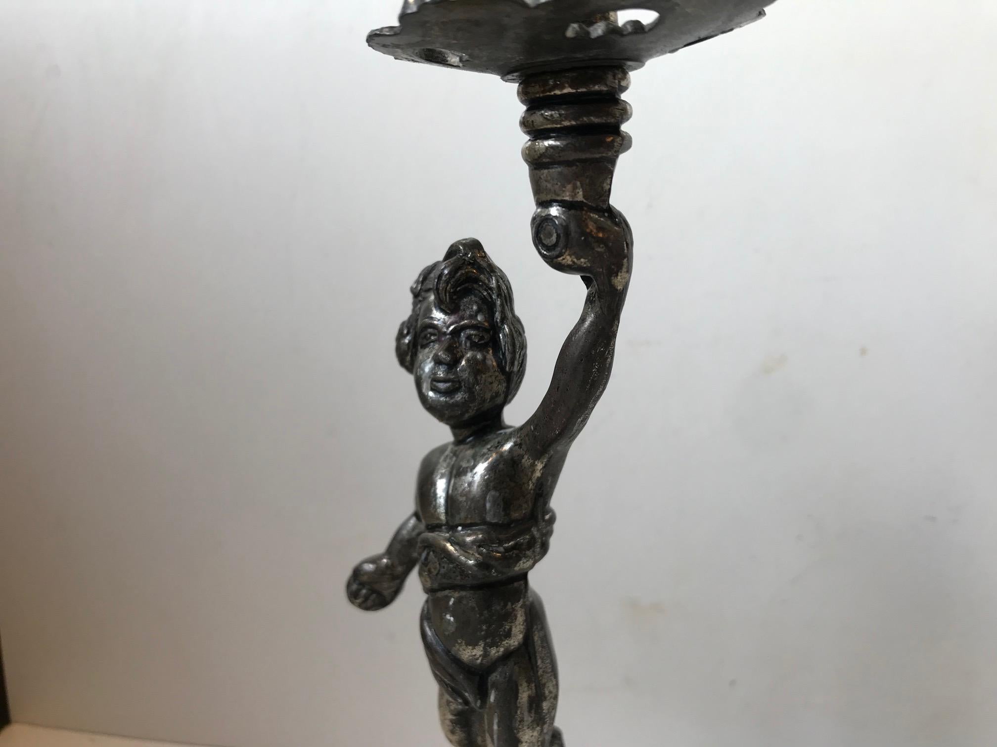 Italian Candlesticks with Cherubs, 1950s In Fair Condition In Esbjerg, DK